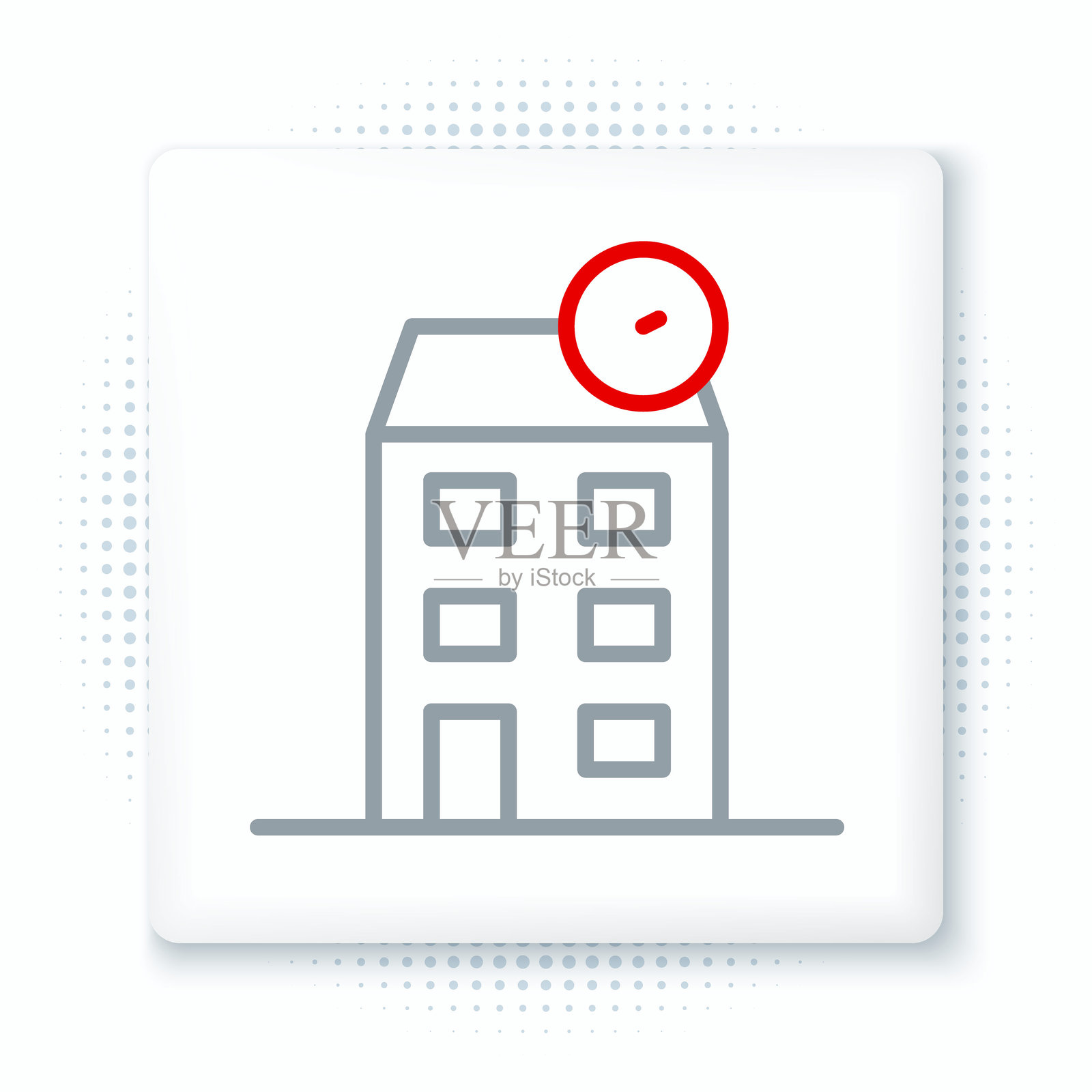 线条房屋图标，独立于白色背景。家居符号。彩色轮廓概念。矢量图。插画图片素材