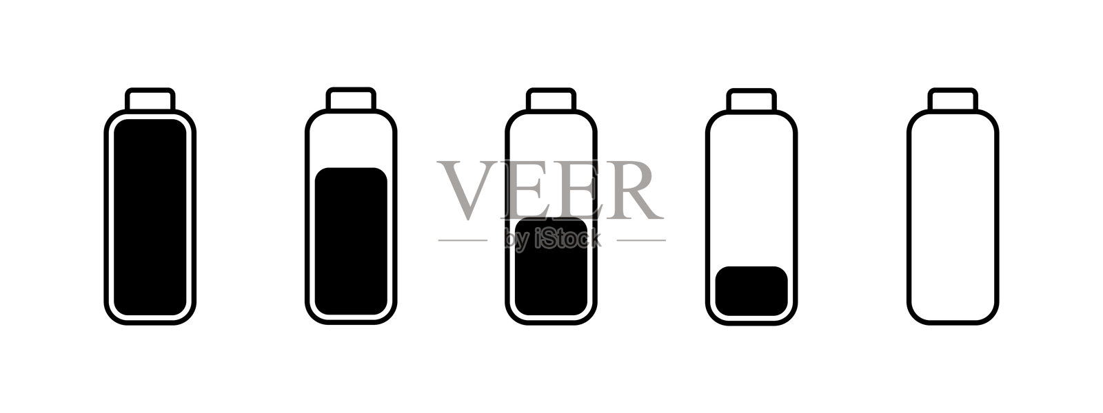 电池图标集。电池电量指示器图标集。矢量插图插画图片素材