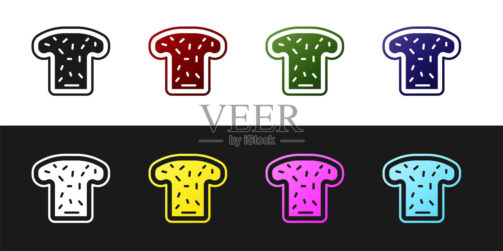 将面包烤成三明治的烤面包块图标，背景为黑白色。午餐、晚餐、早餐小吃。矢量图。插画图片素材