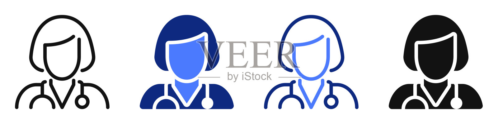 带听诊器的医生矢量图标或标志插画图片素材