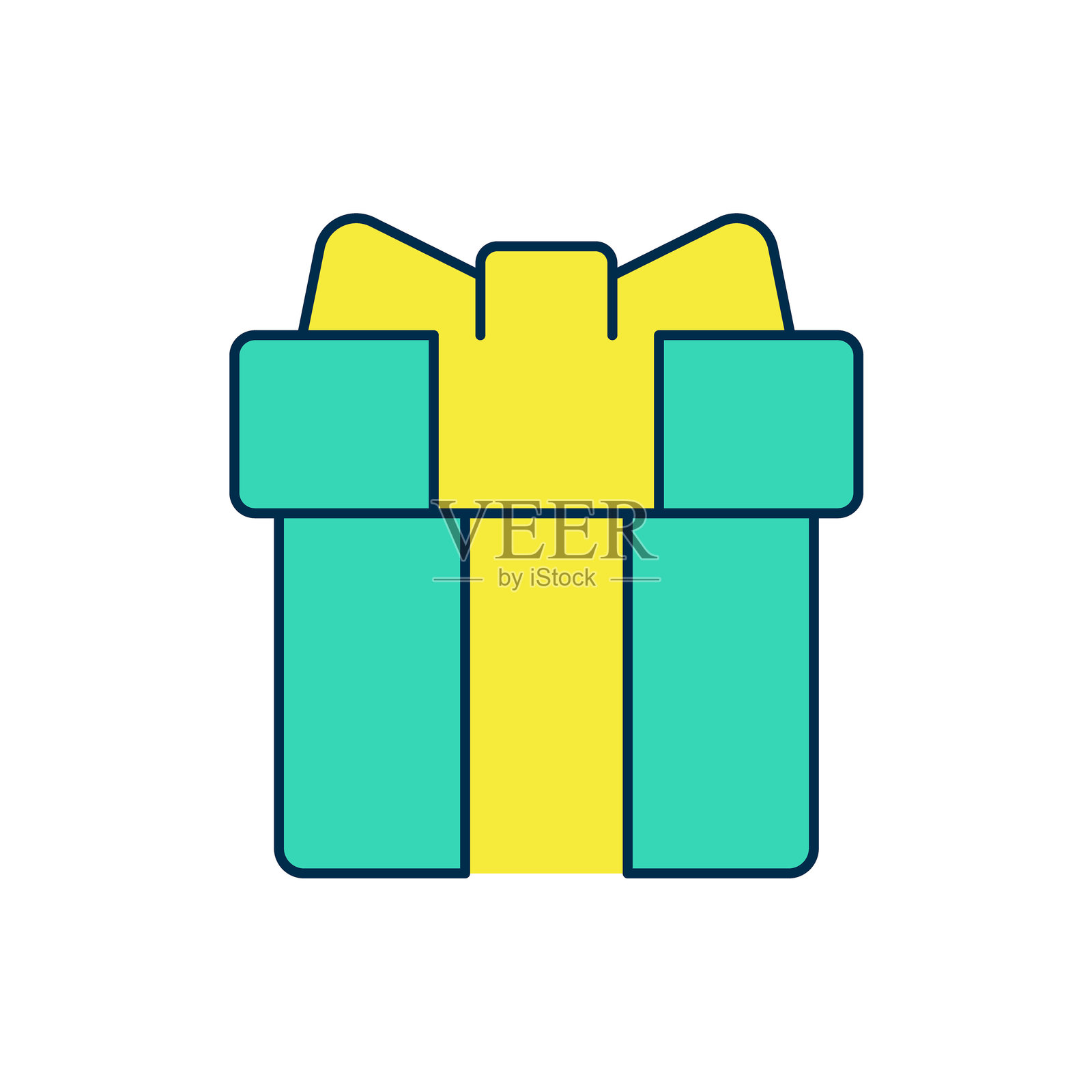 填充轮廓的礼品盒图标，背景为白色。3月8日。国际妇女节快乐。矢量图。插画图片素材