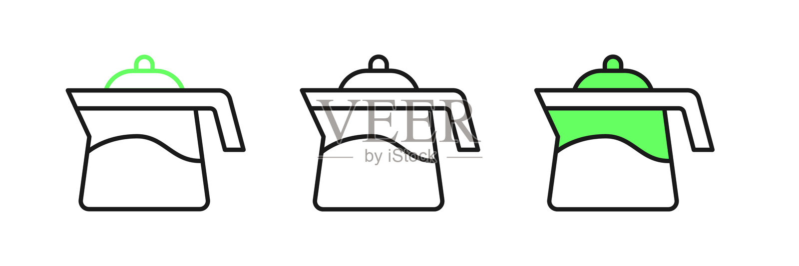 茶壶图标，背景为白色，矢量图。插画图片素材