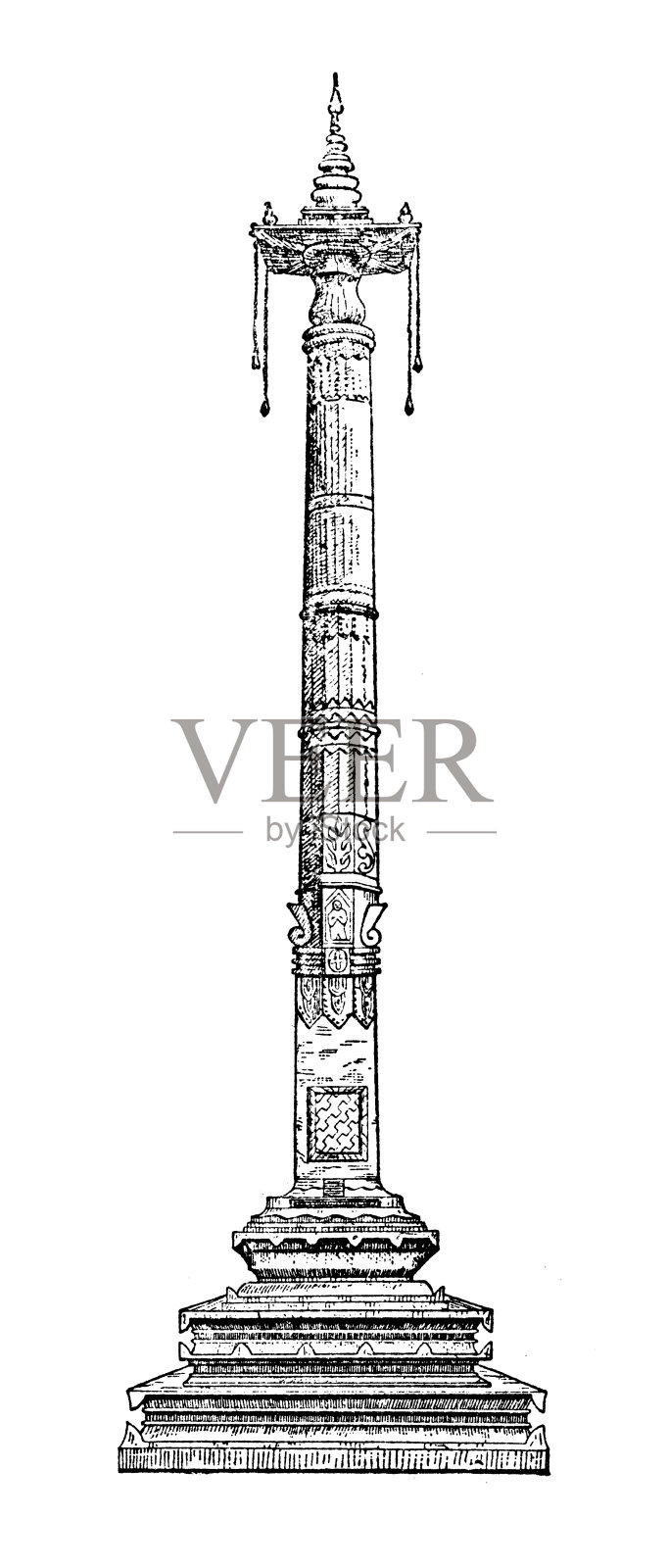 印度曼格罗尔的花岗岩拉特或斯坦巴插画图片素材
