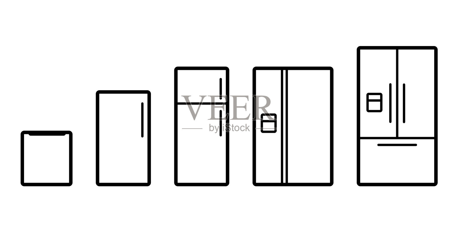 冰箱尺寸图表轮廓图标插画图片素材