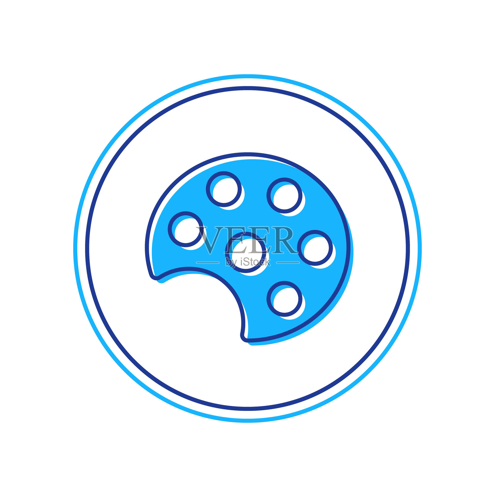 填充轮廓调色板图标，背景为白色。矢量图。插画图片素材