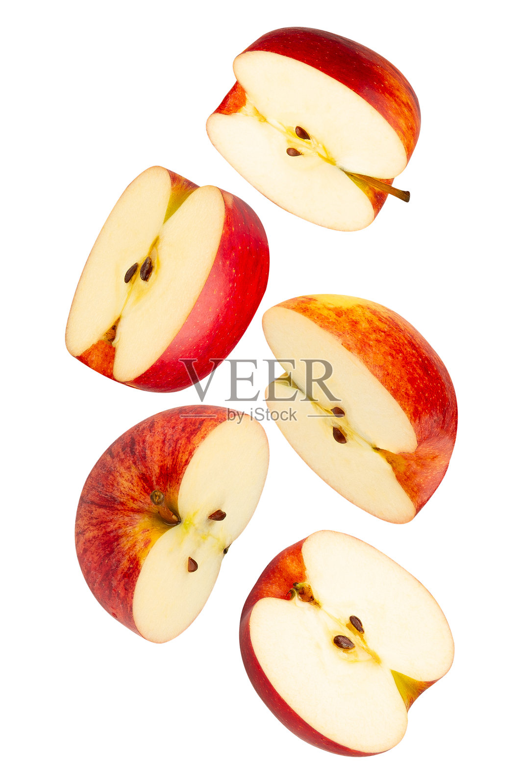 孤立在白色背景上的红苹果，带有剪切路径，具有全景深效果照片摄影图片