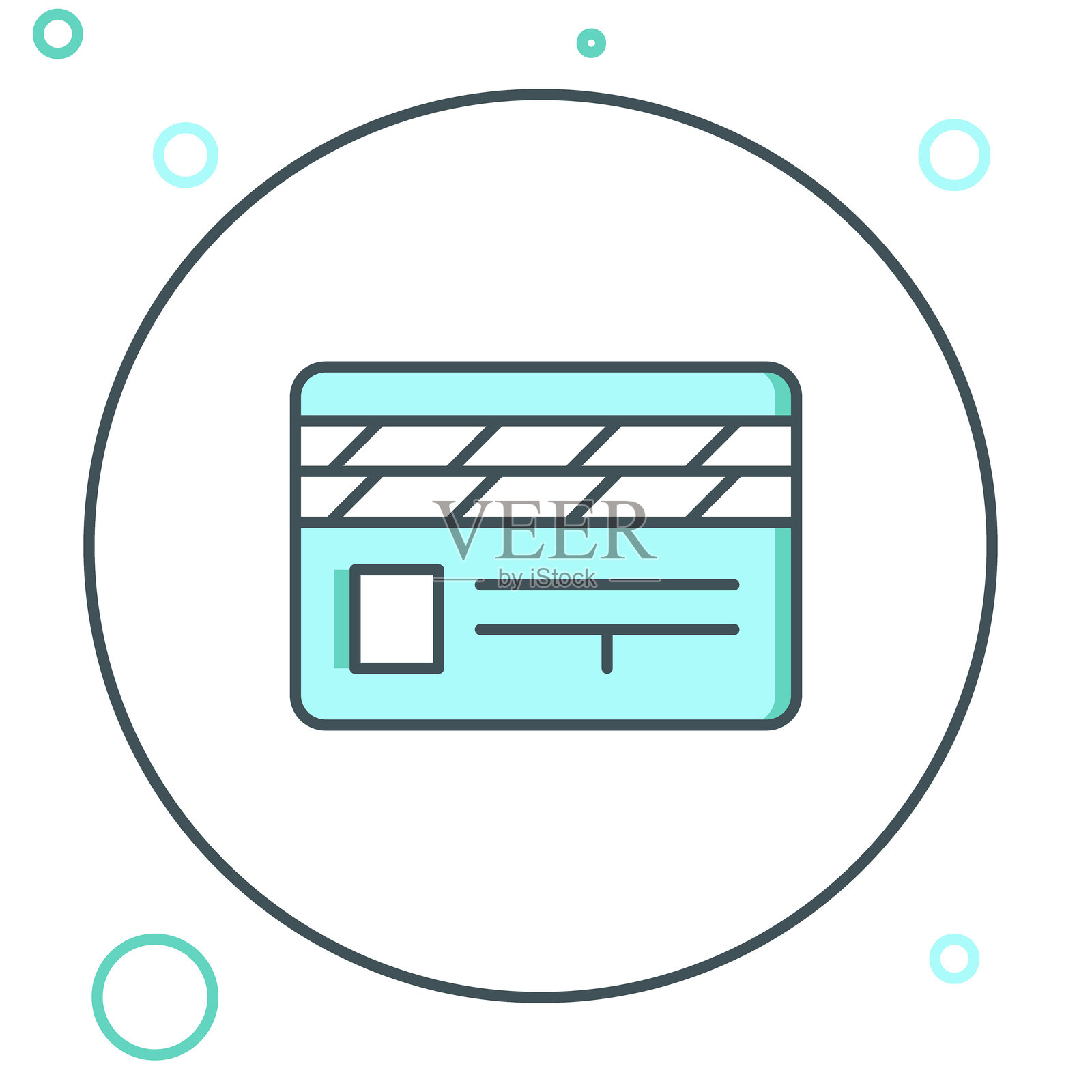 电影拍板图标，孤立在白色背景上。电影拍板。拍板标志。电影制作或媒体行业。彩色轮廓概念。矢量图。插画图片素材