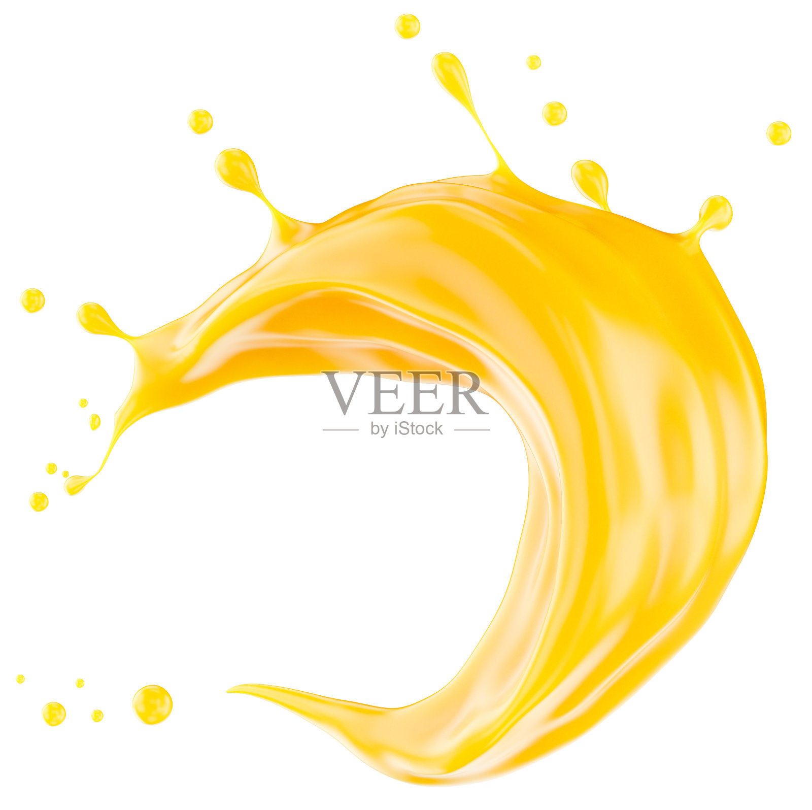 橙汁飞溅，背景为白色。剪切路径。3D渲染。照片摄影图片