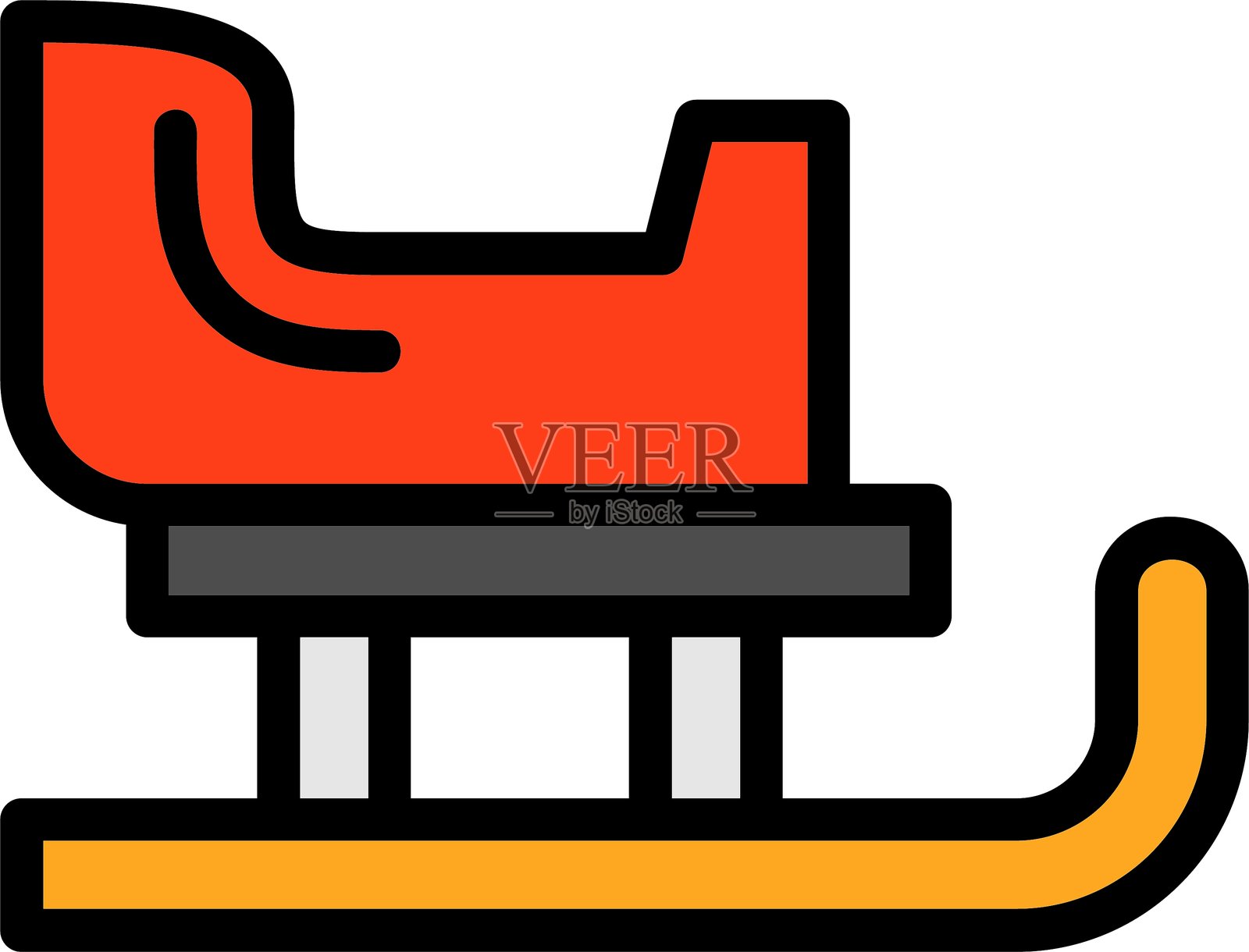 雪橇线填充风格图标设计插画图片素材