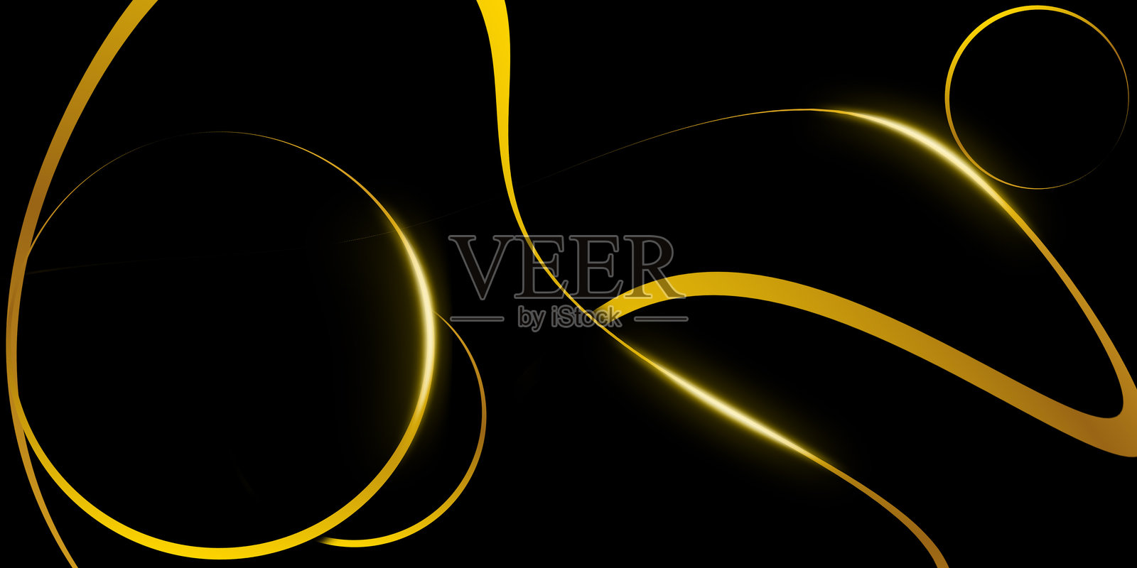 图形插图中有金色曲线和波浪线。插画图片素材