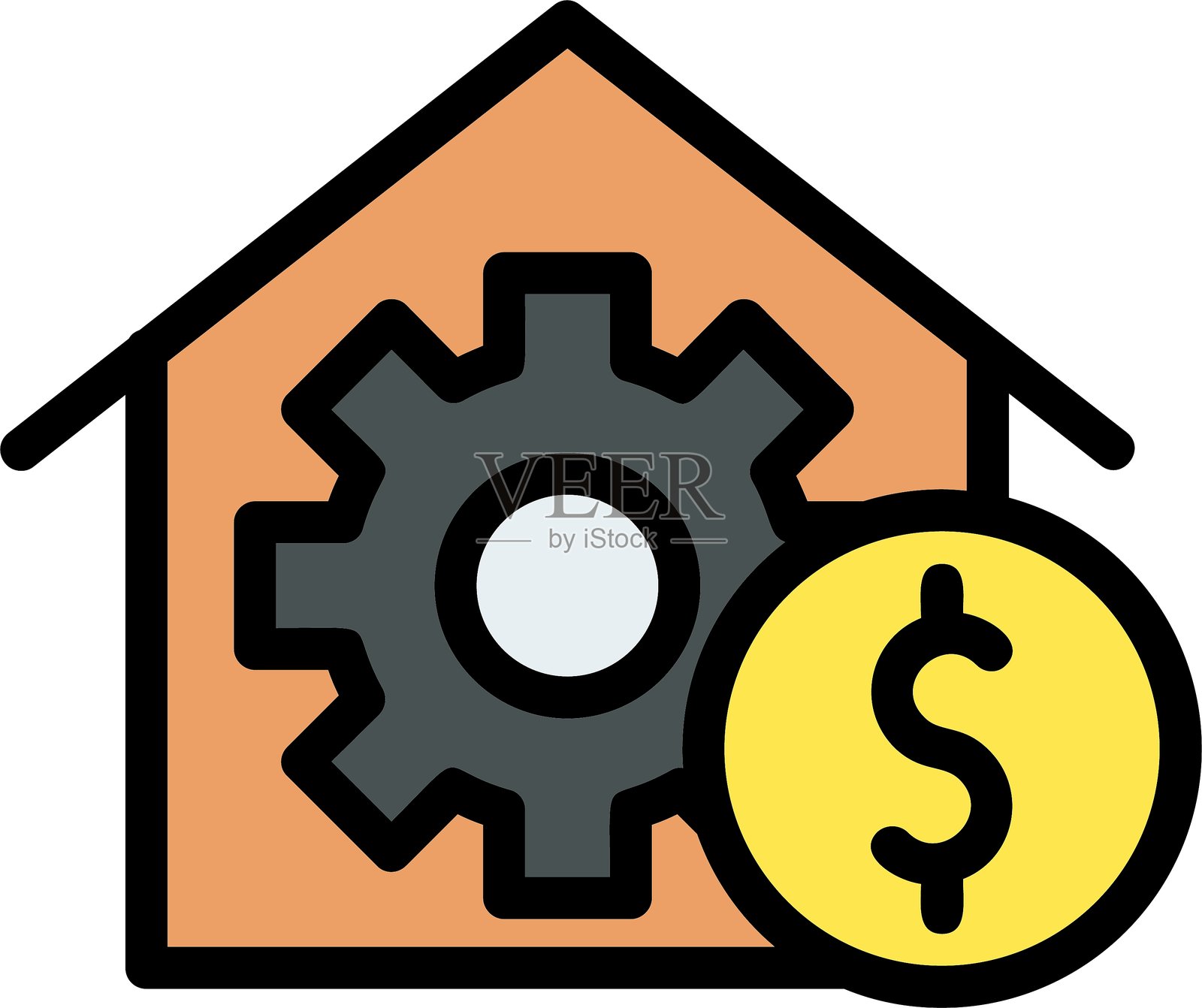 家政学线条填充风格图标设计插画图片素材