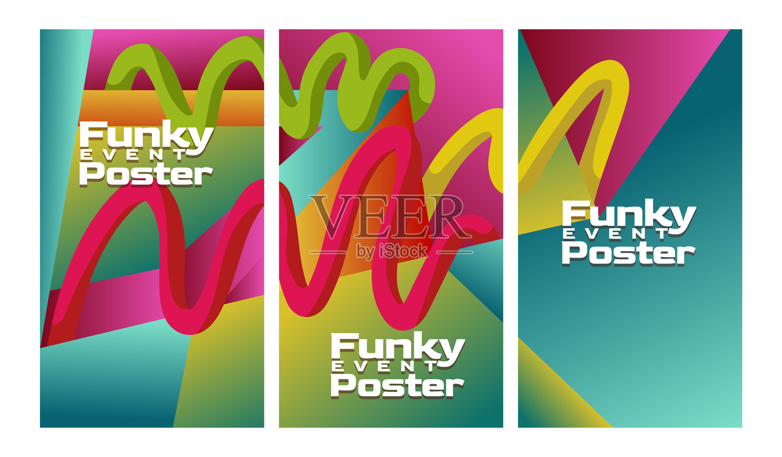 大胆而色彩丰富的2000年代渐变几何图形。抽象几何渐变，带有粗线条，2000年代千禧风格屏幕尺寸设置模板矢量插图。插画图片素材