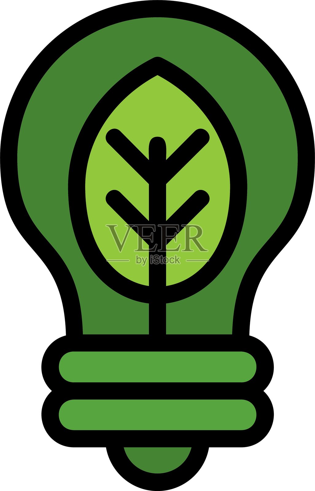 绿色能源线条填充风格图标设计插画图片素材