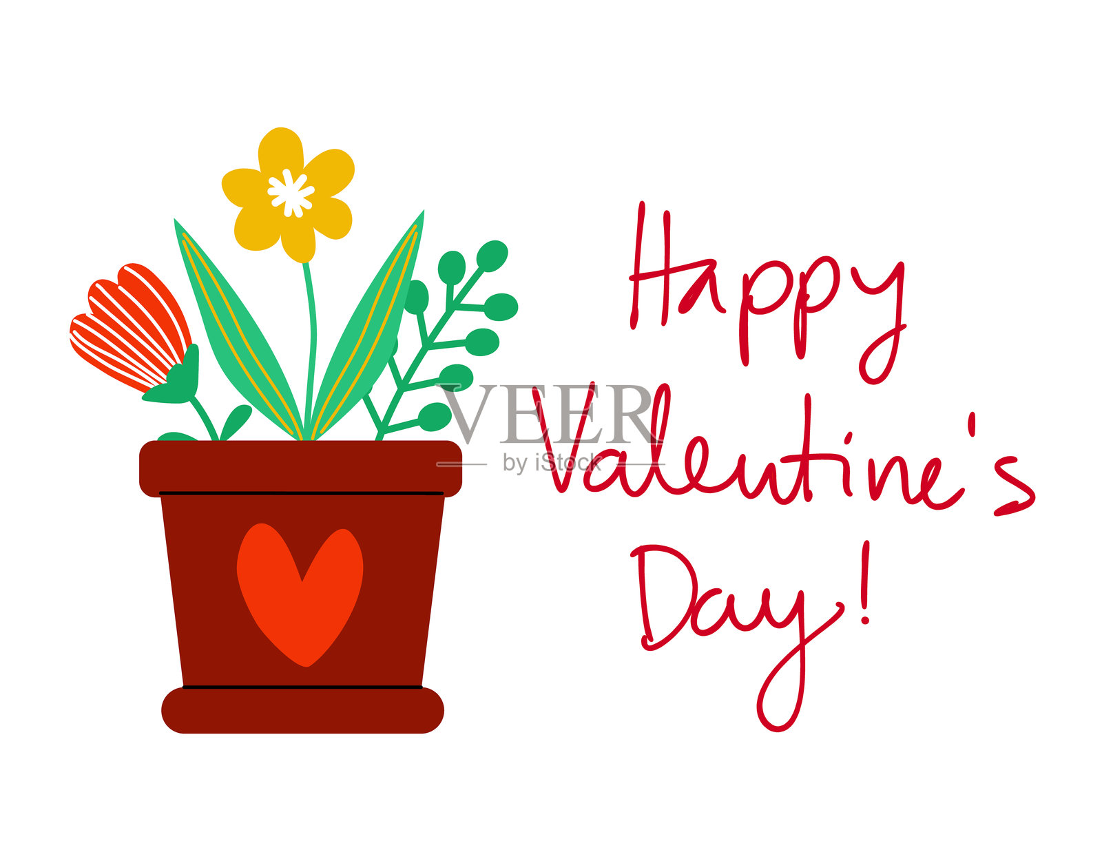 美丽多彩的花卉装饰，完美适合庆祝情人节插画图片素材