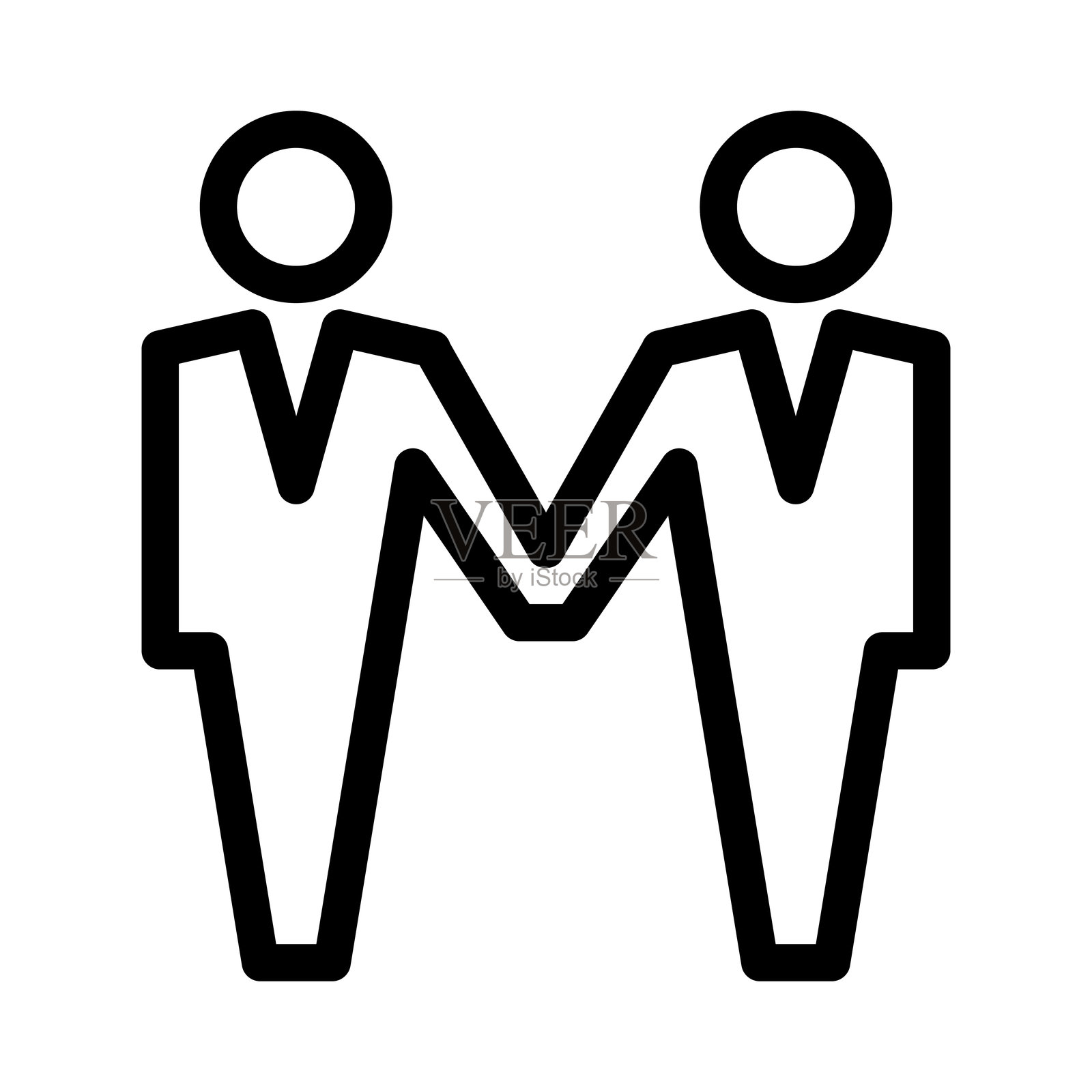 团队合作图标，细线风格。矢量插图图形设计插画图片素材