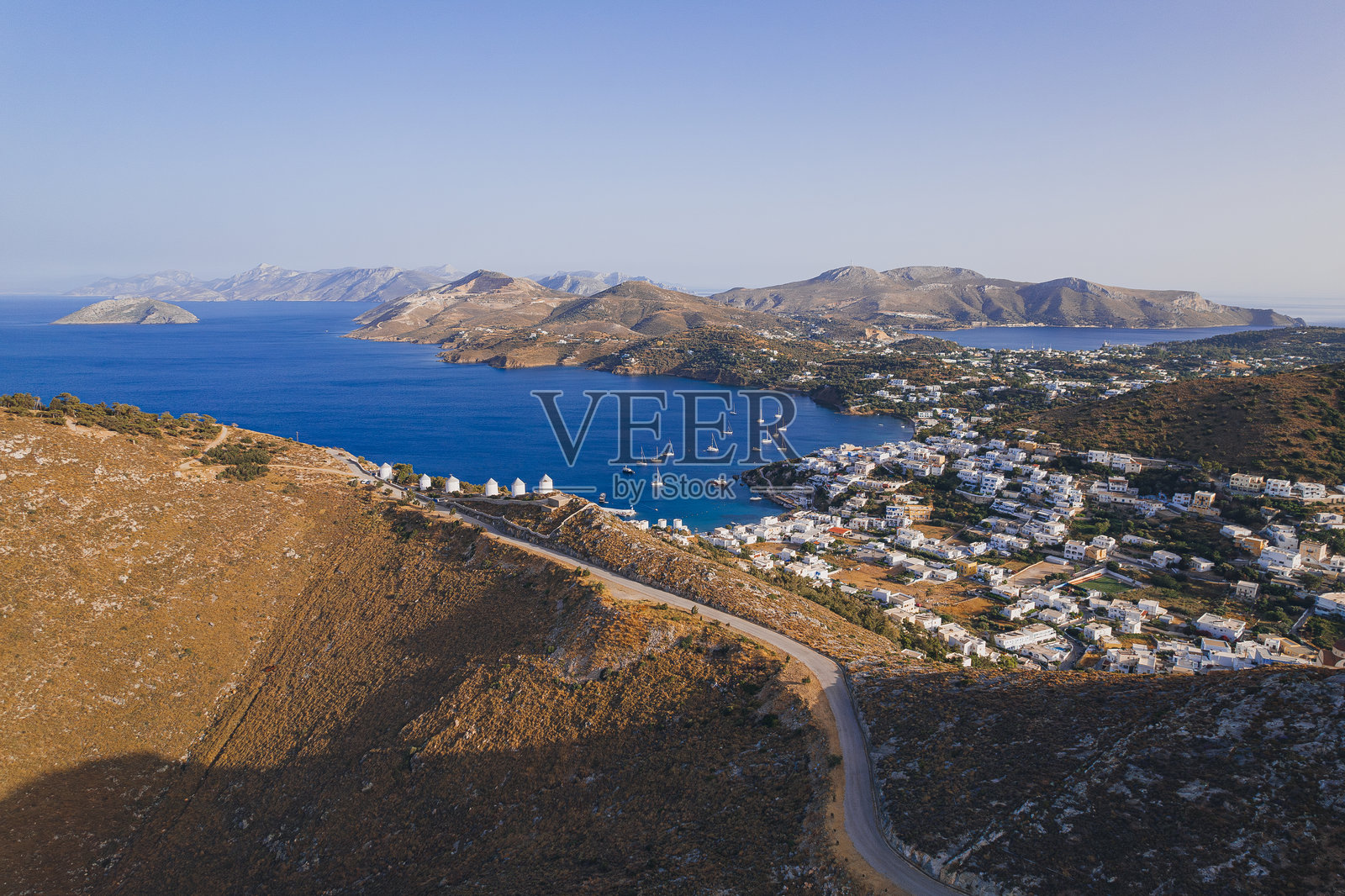 希腊多德卡尼斯群岛莱罗斯岛阿吉亚玛丽娜村照片摄影图片