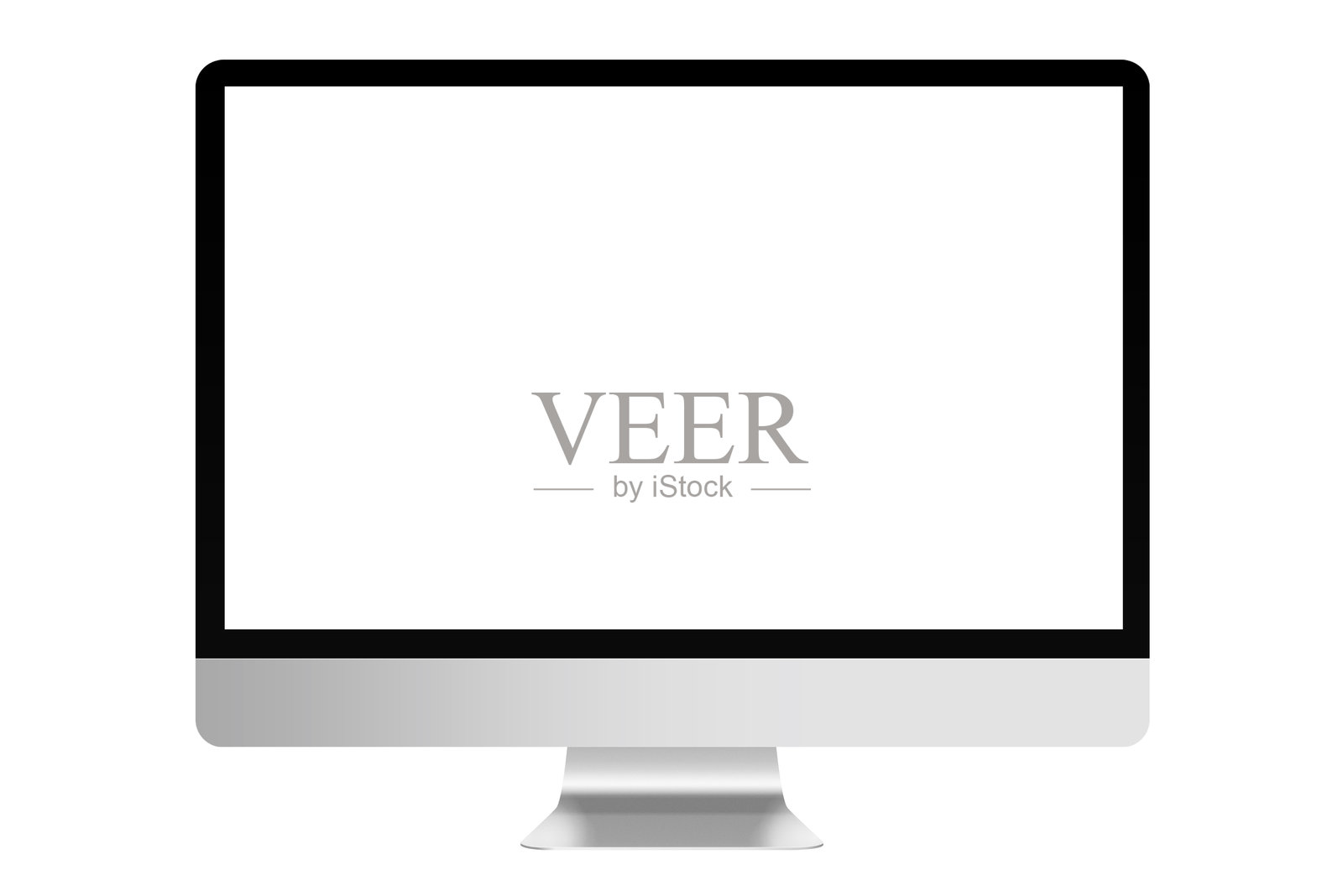 白色背景上孤立的白屏电脑显示器模型照片摄影图片