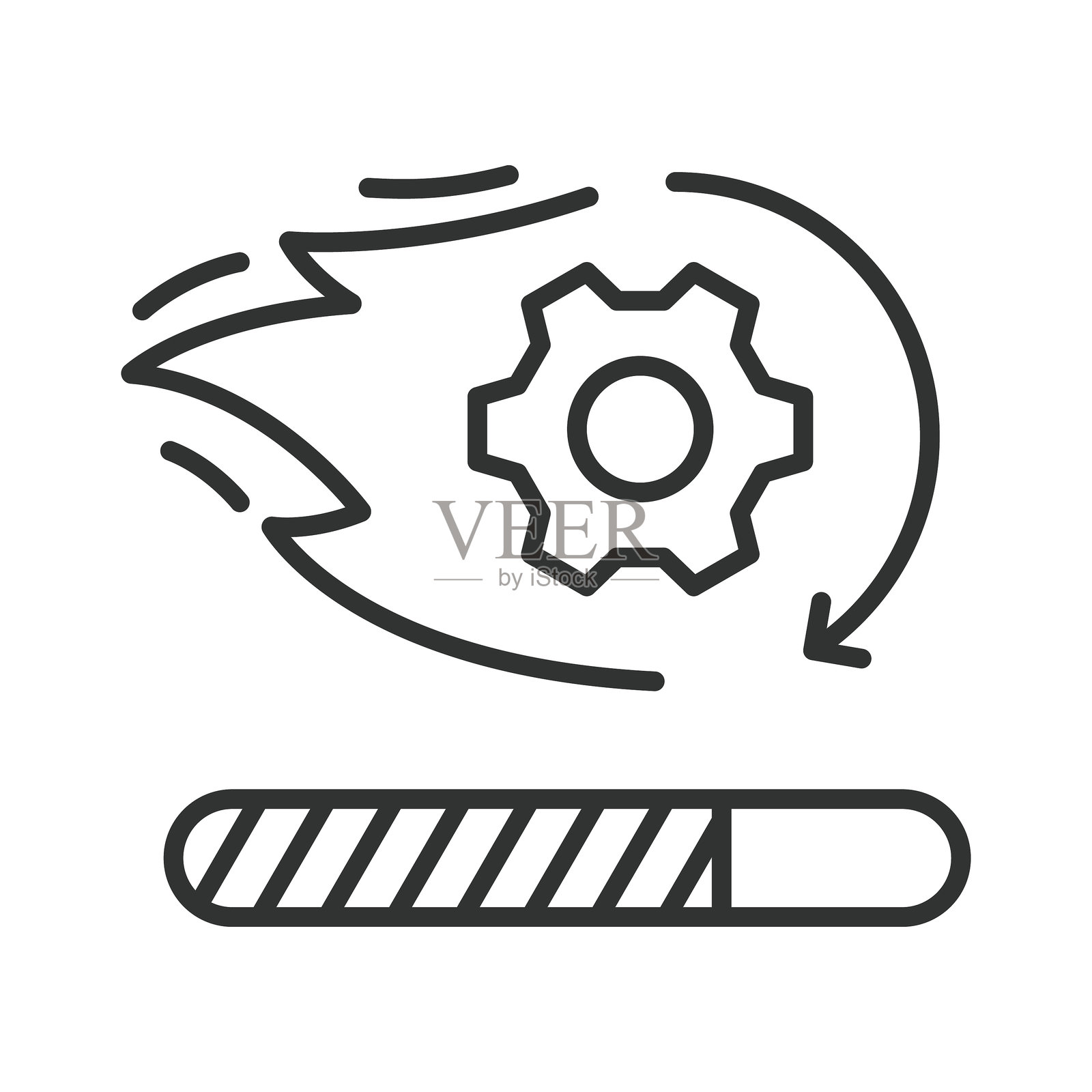 快速技术更新，线条设计中的图标。快速技术更新，科技，创新，软件更新，升级，白色背景上的速度矢量。快速技术更新可编辑线条图标。插画图片素材