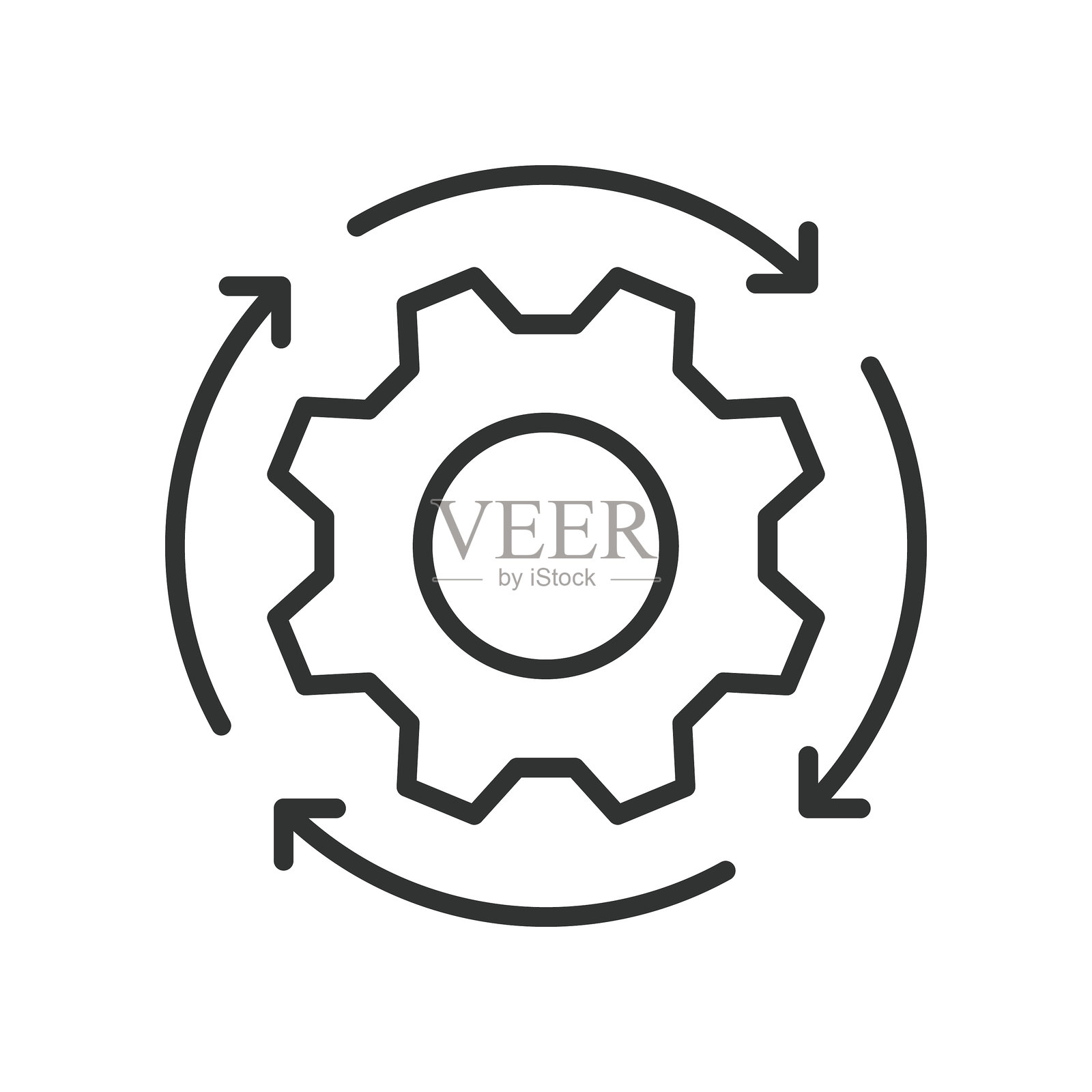循环，线条设计中的图标。循环、重复、旋转、无限、循环、圆形、过程，白色背景上的矢量图。循环，线条设计中的可编辑描边图标。插画图片素材