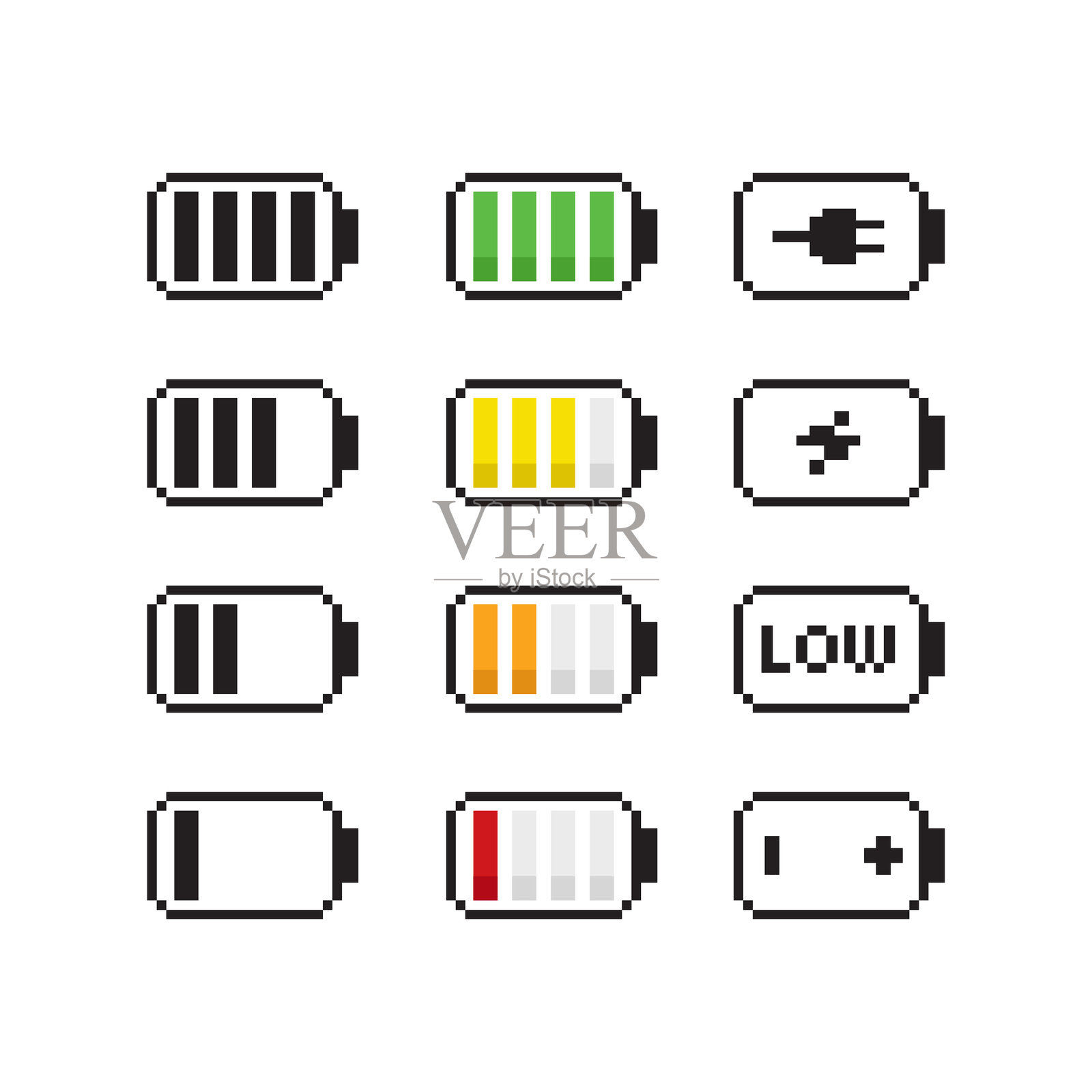 像素电池条矢量设计集。插画图片素材