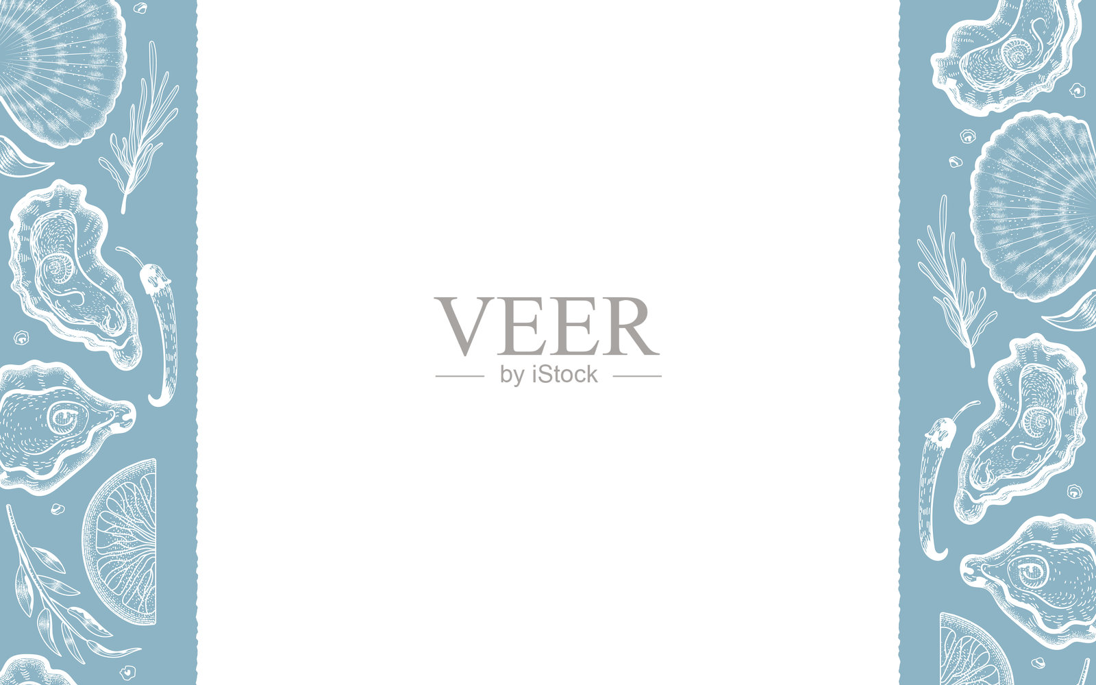 牡蛎品尝横幅、海报或派对传单。带有文本空间的横幅。新鲜牡蛎和柠檬的矢量素描插图。非常适合海鲜餐厅菜单、包装设计或活动推广。插画图片素材