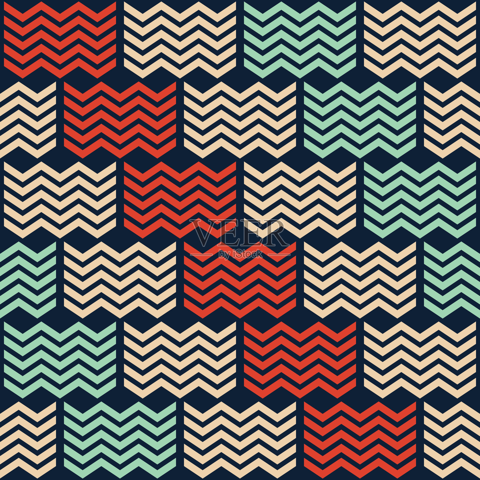 人字形锯齿条纹抽象矢量背景。插画图片素材