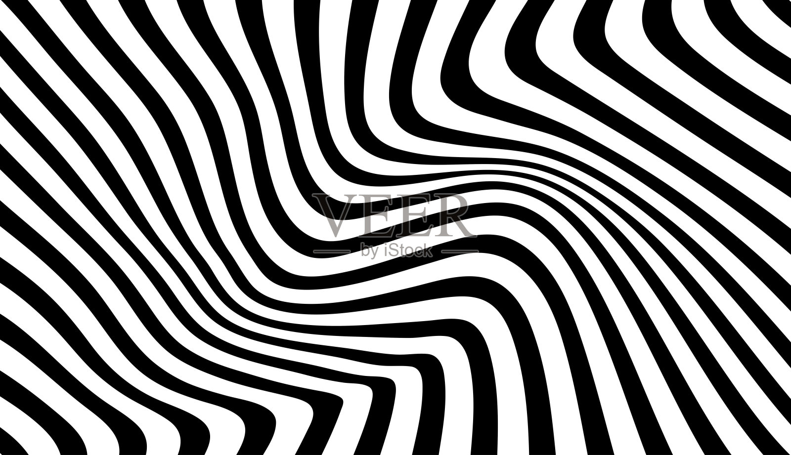 黑白曲线的抽象波浪。幻觉。视觉错觉。插画图片素材