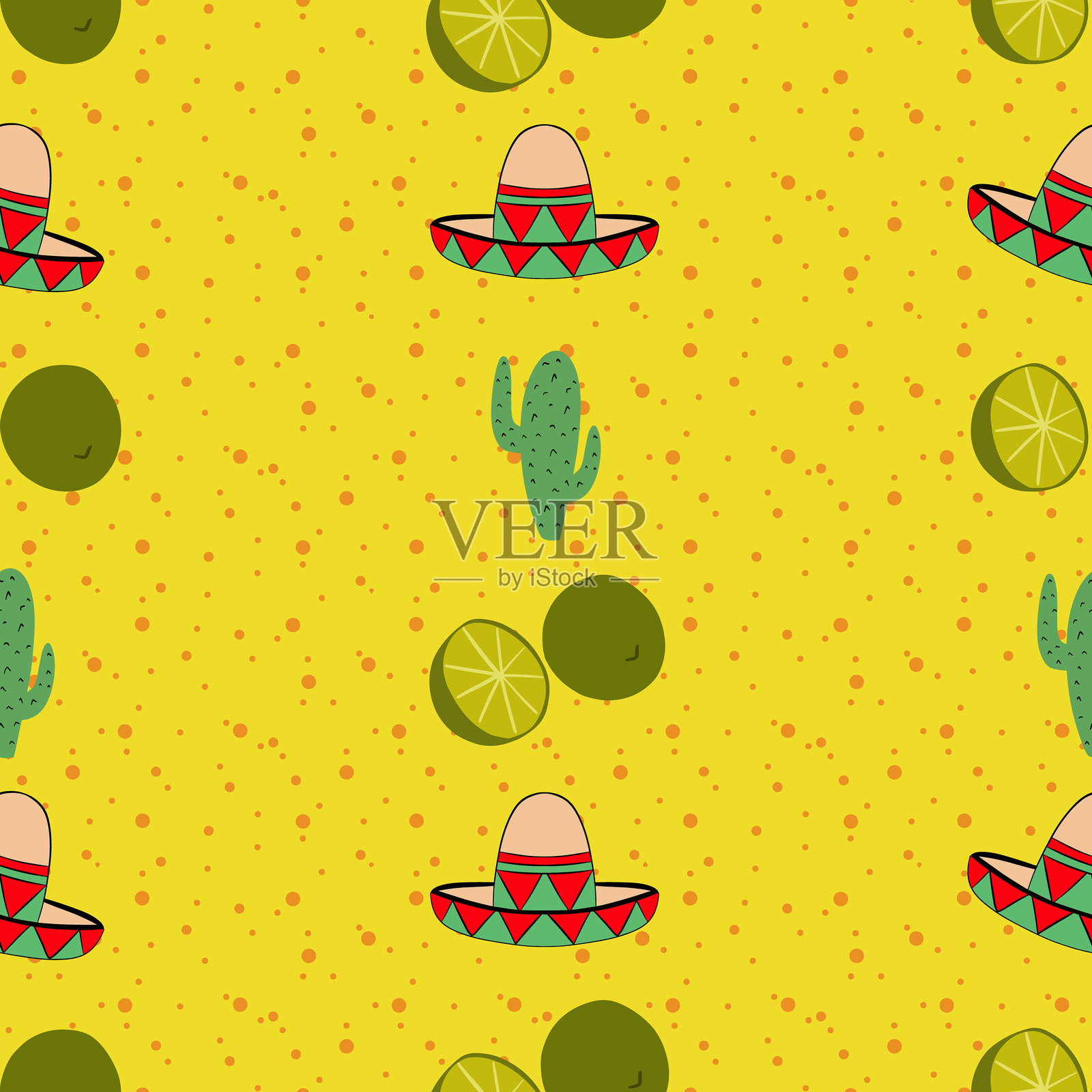 墨西哥风格无缝图案设计插画图片素材