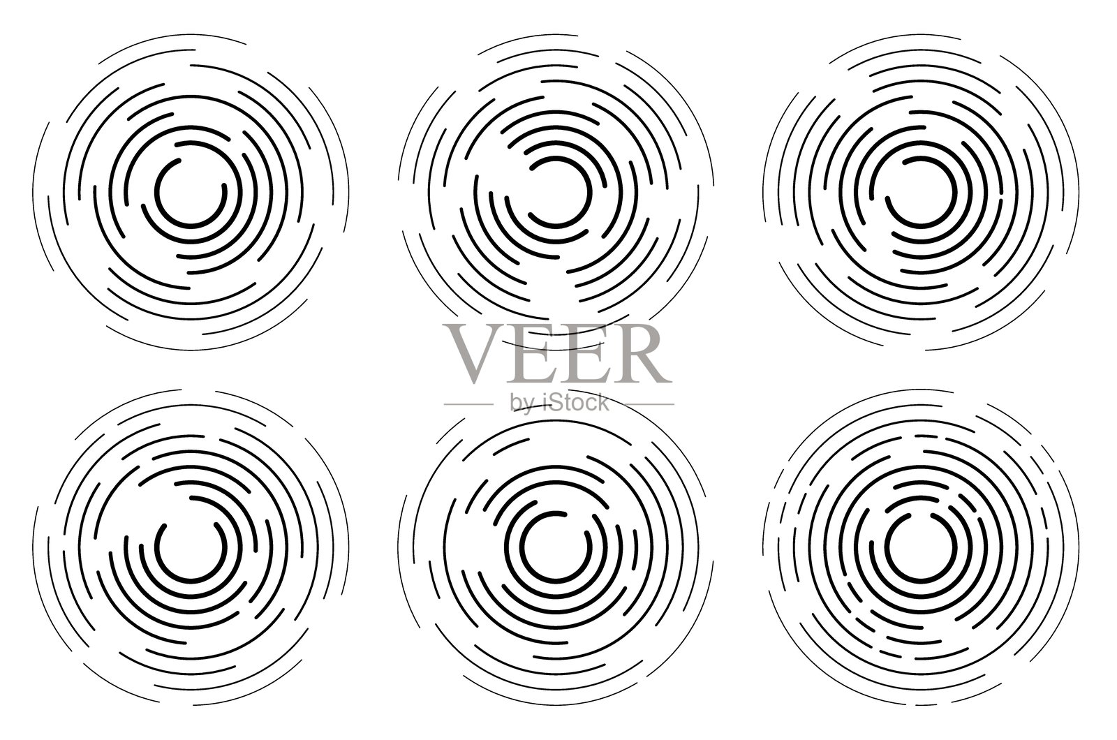 从中心向外辐射的抽象同心圆。以放射状连接的声音无线电波。用于设计电视和广播节目广告及横幅的简单矢量元素。插画图片素材