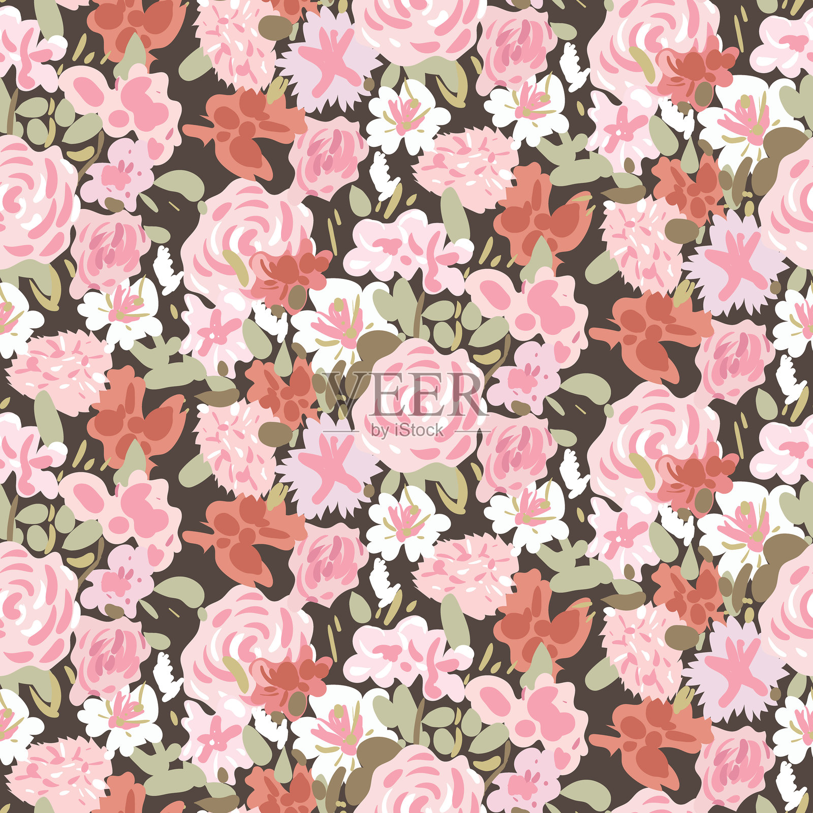 时尚的母亲节贺卡、横幅、海报、传单、标签或封面，带有花卉边框，抽象花卉图案手绘艺术风格。春季花卉设计模板，矢量插图。插画图片素材