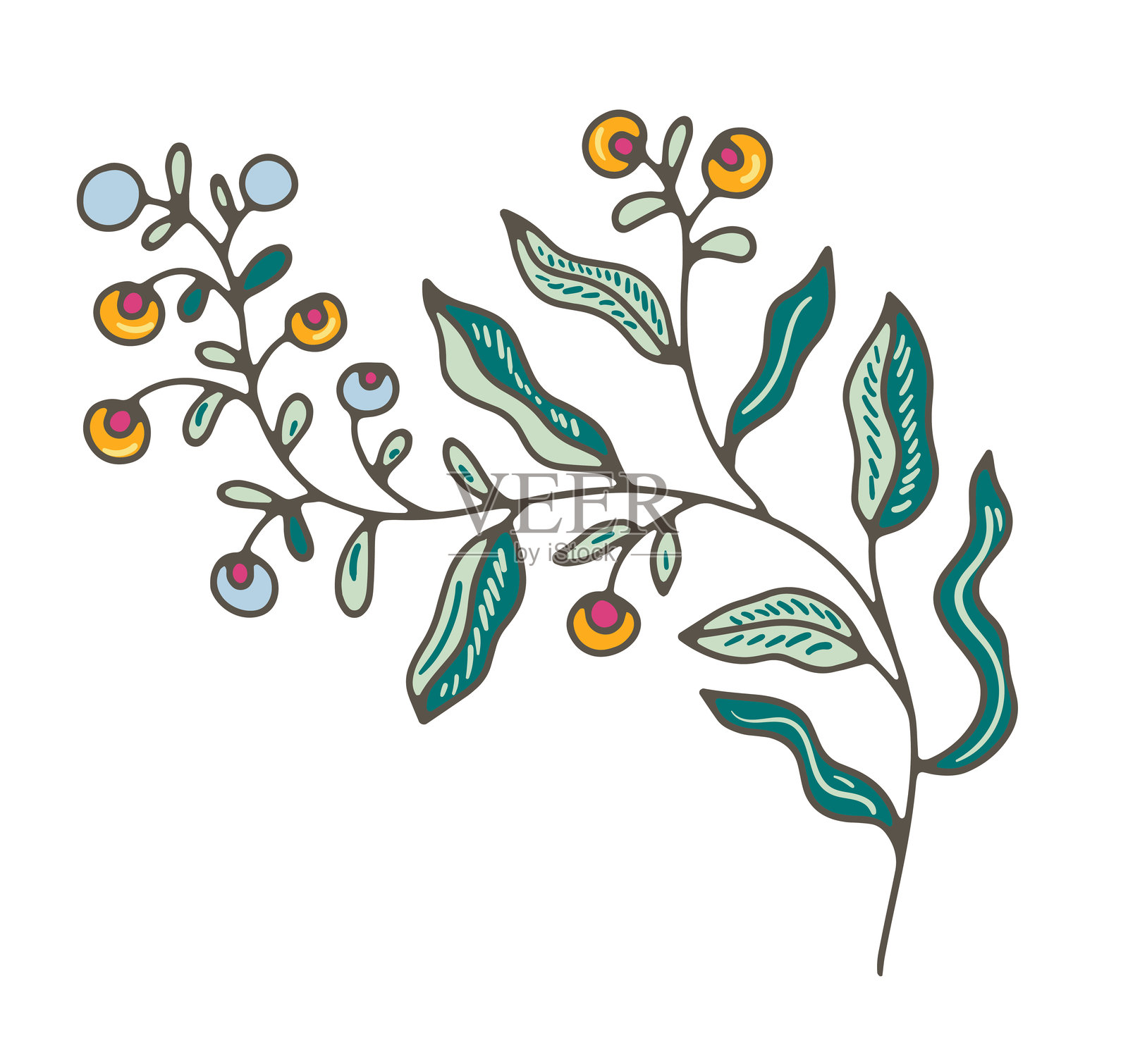 柔和蓝色花卉细节矢量图插画图片素材