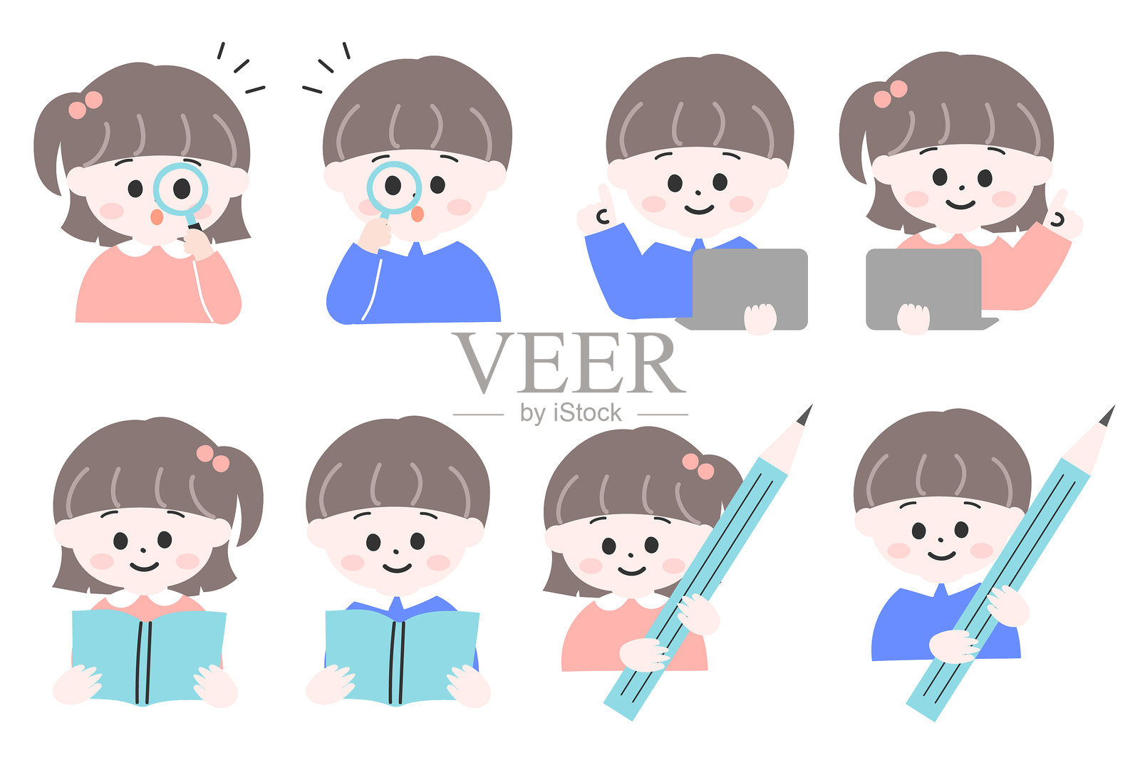 儿童学习插图集 早期教育 信息教育 小学插画图片素材