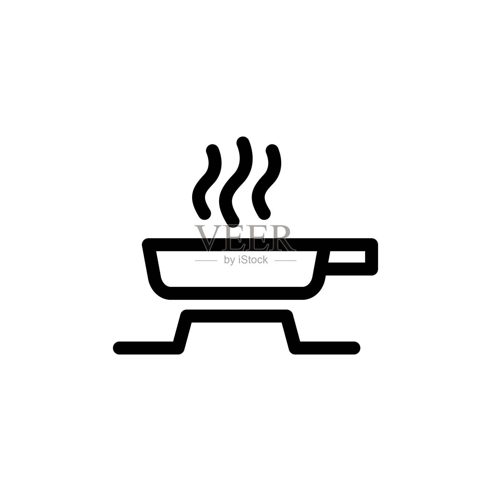 薄线风格的煎锅图标。矢量插图图形设计插画图片素材