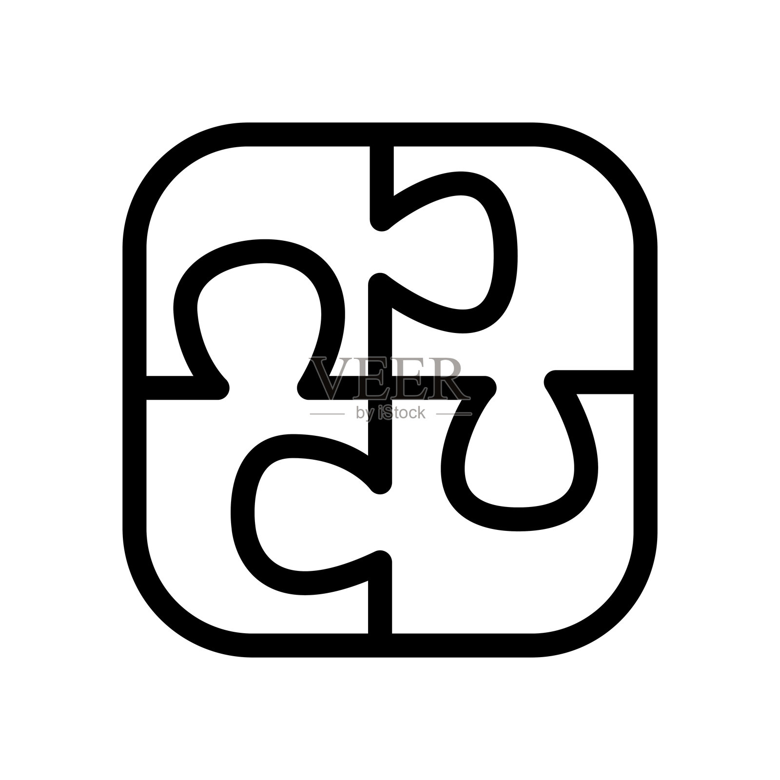 薄线风格的拼图图标。矢量插图图形设计插画图片素材