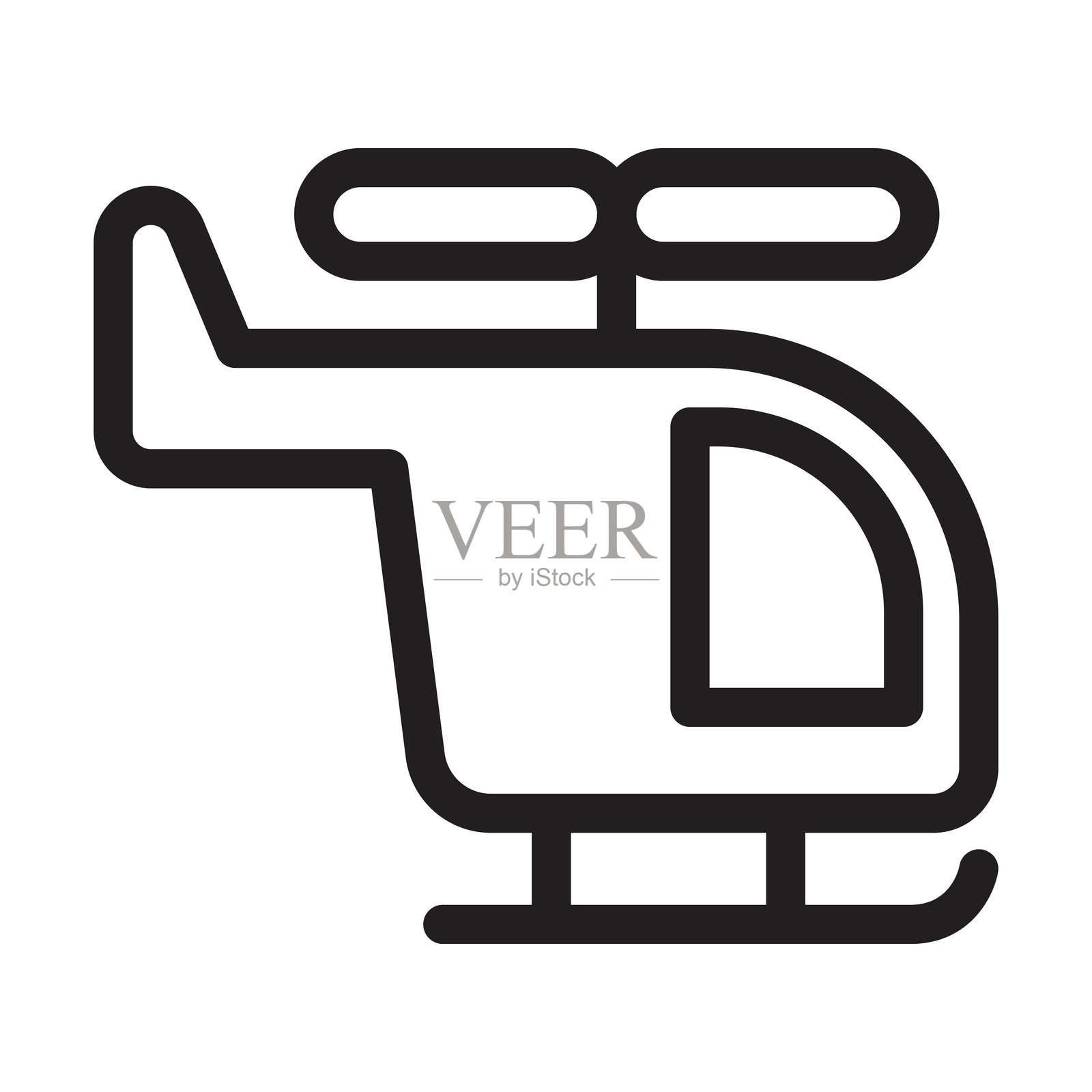 直线风格的直升机图标。矢量插图图形设计插画图片素材