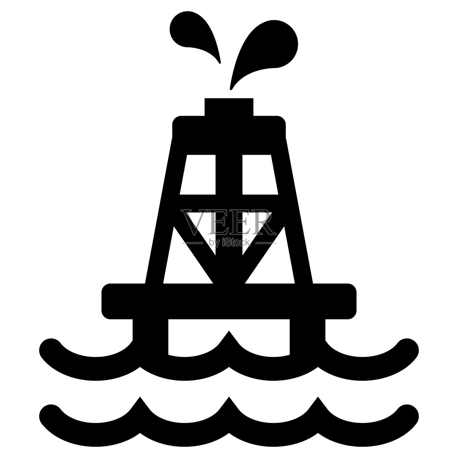 石油钻井平台图标矢量插图平面设计插画图片素材