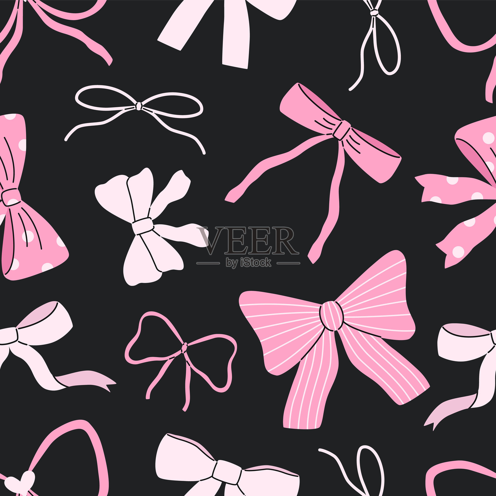 粉色蝴蝶结的无缝图案插画图片素材