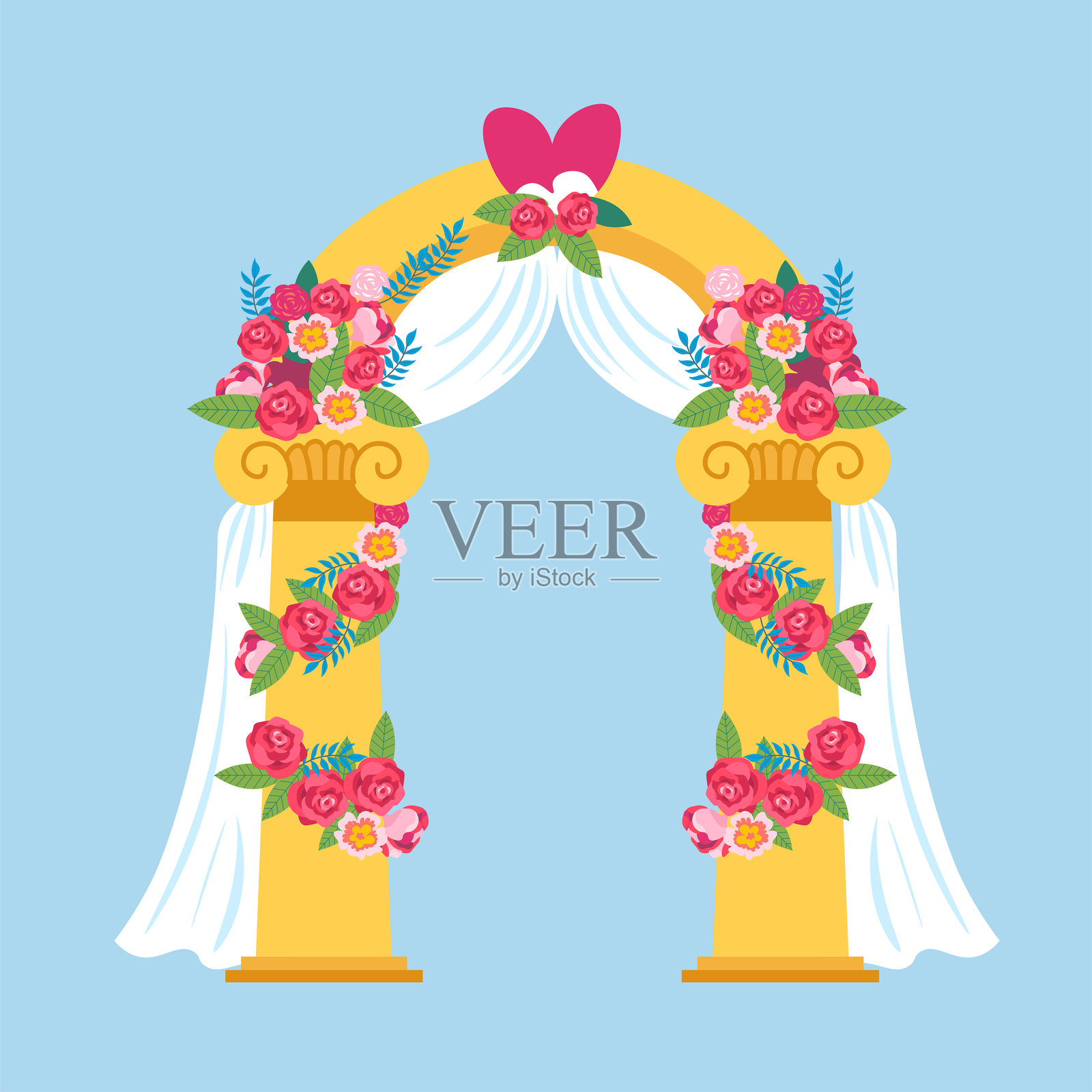 花卉婚礼拱门矢量插图插画图片素材