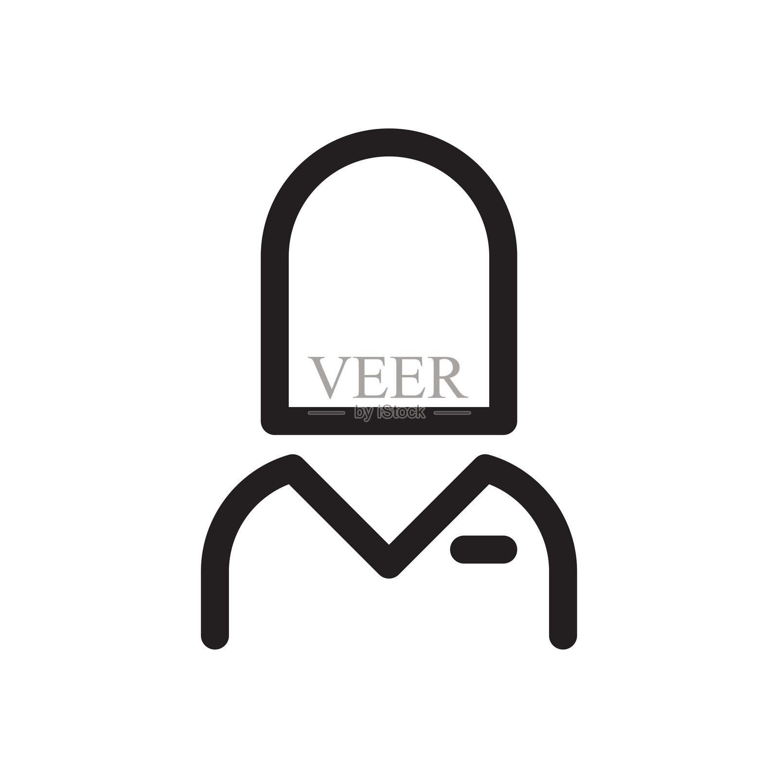 女性员工图标，细线风格。矢量插图图形设计插画图片素材