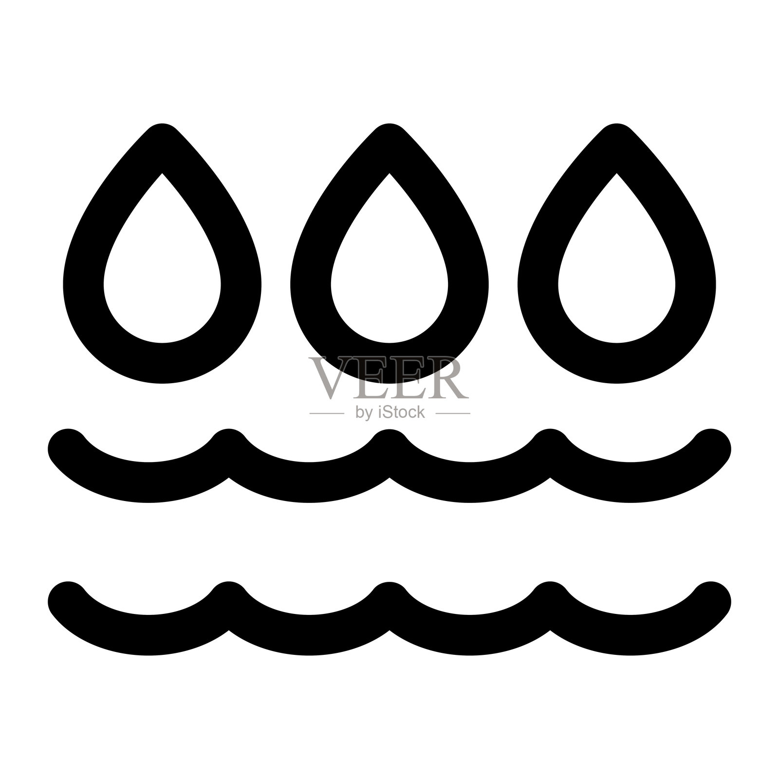 细线风格的雨滴图标。矢量插图图形设计插画图片素材