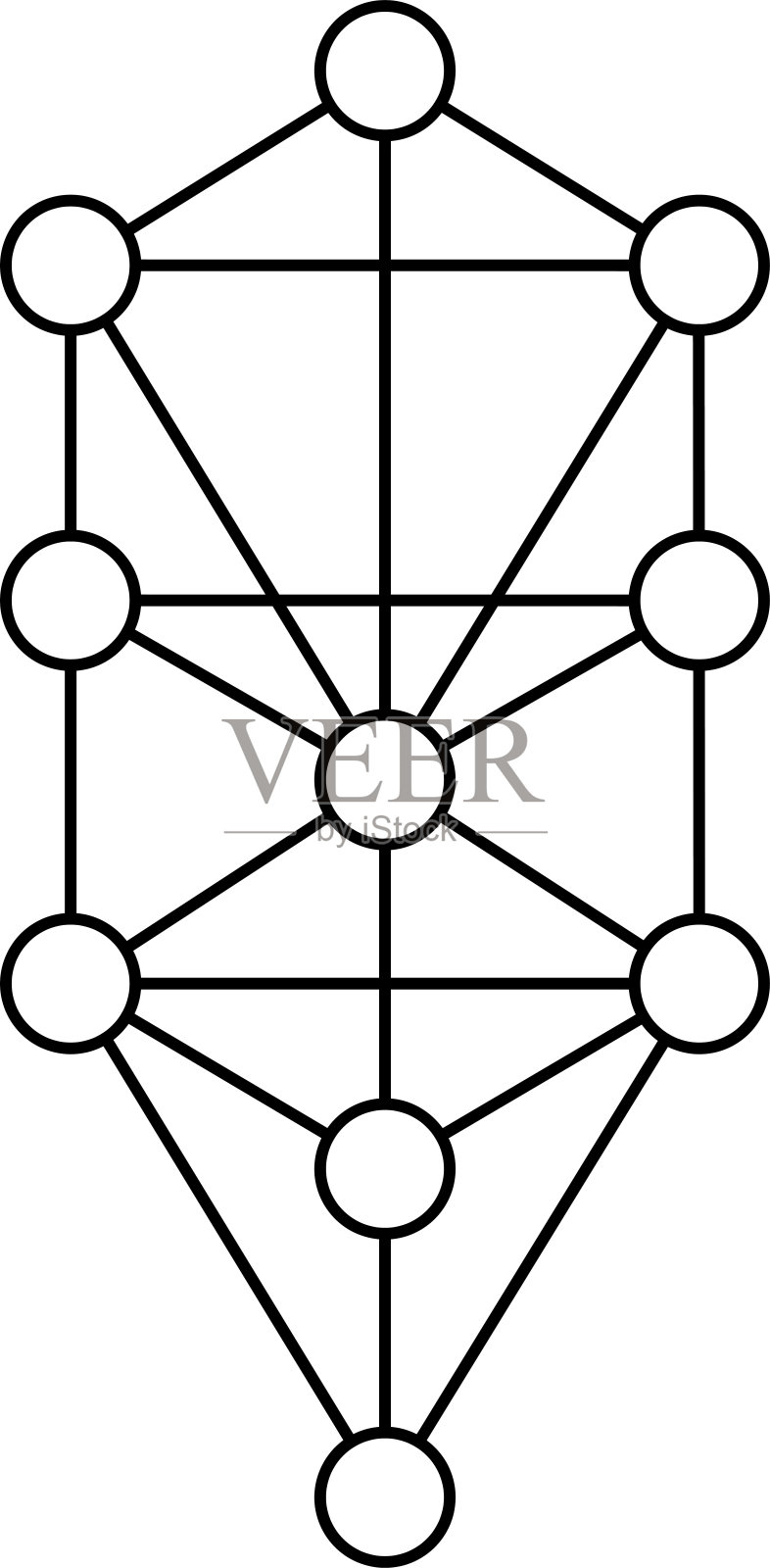 生命之树符号矢量图，孤立在白色背景上。神圣几何符号概念插画图片素材