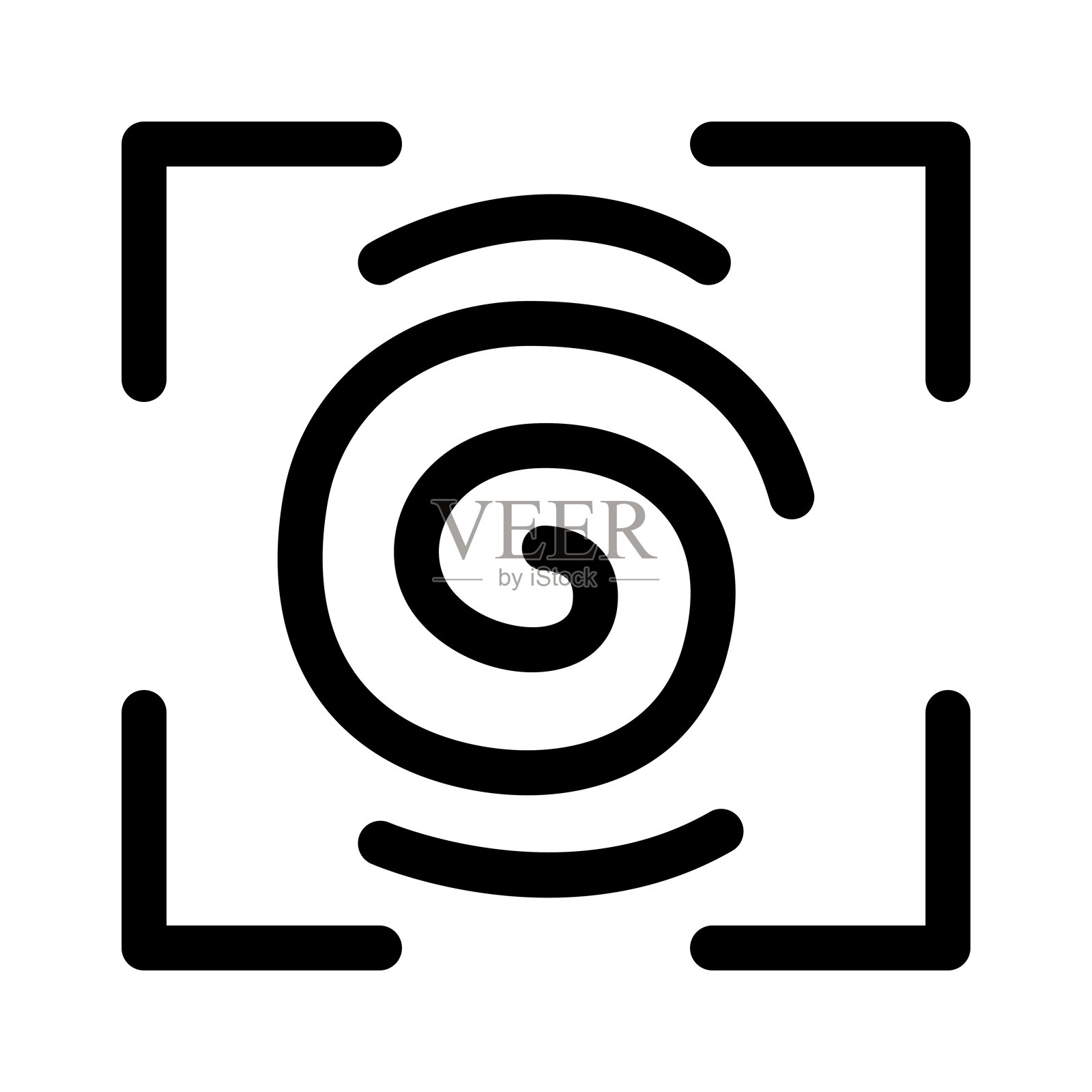 细线风格的指纹扫描图标。矢量插图图形设计插画图片素材