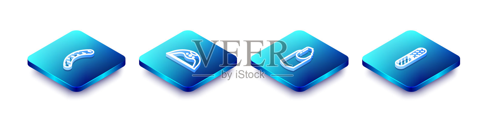 等距线条指甲锉、美甲灯、断指甲和图标。矢量图。插画图片素材