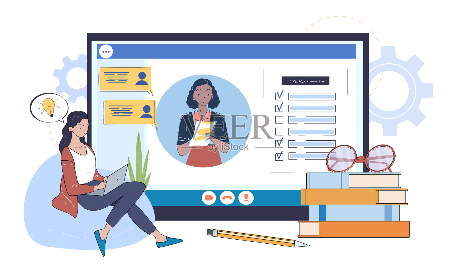 在线学习概念。矢量插图插画图片素材