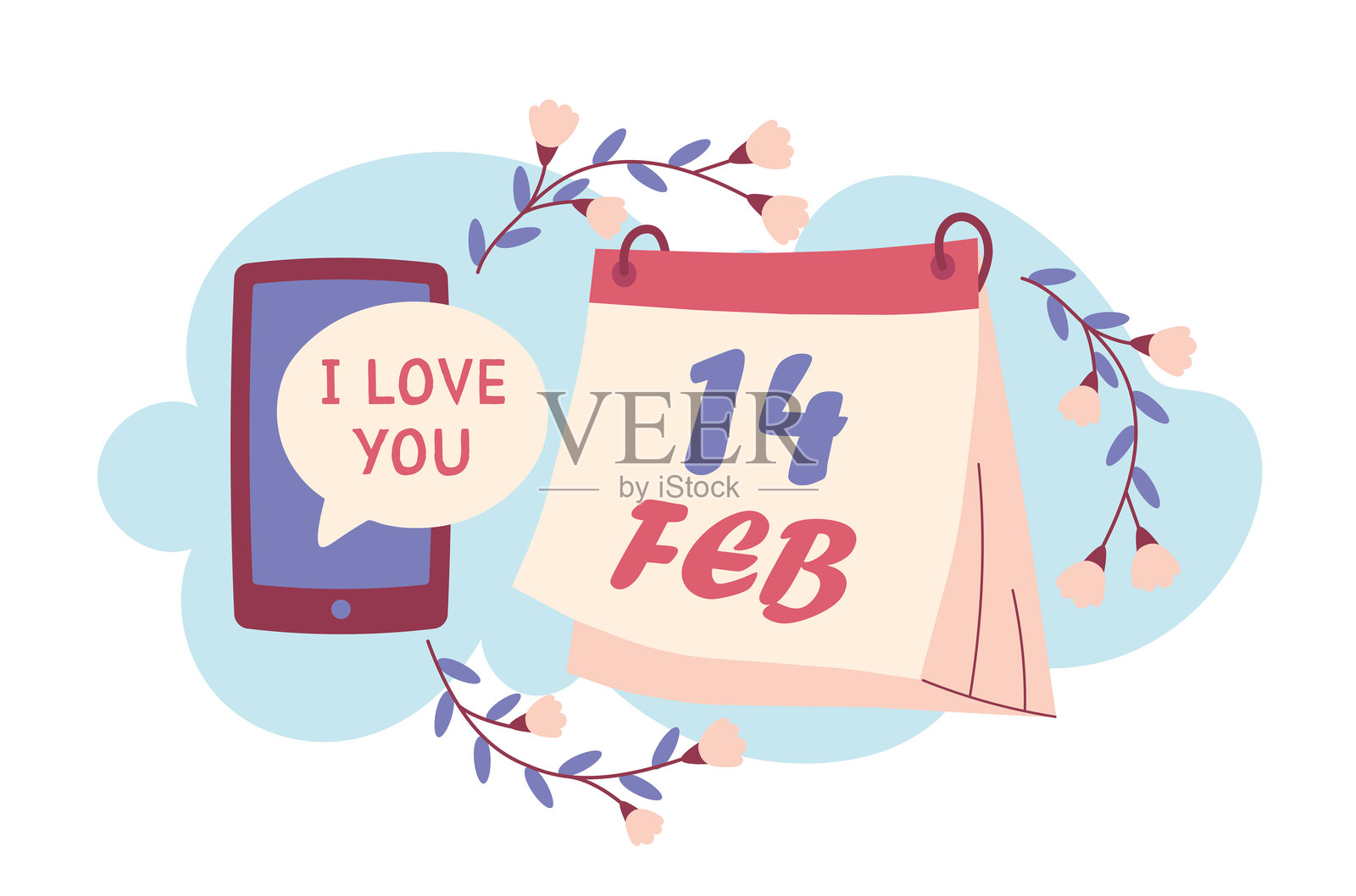 情人节日历。矢量插图插画图片素材