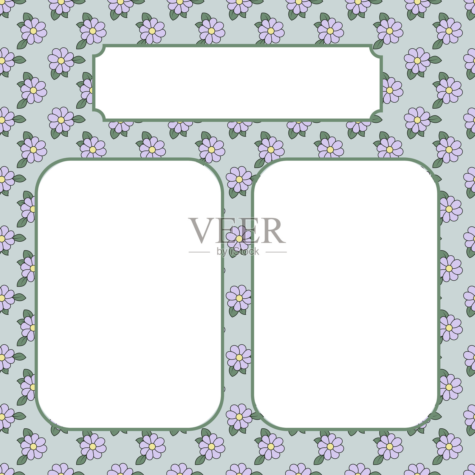 美丽的框架与无缝花卉图案背景插画图片素材