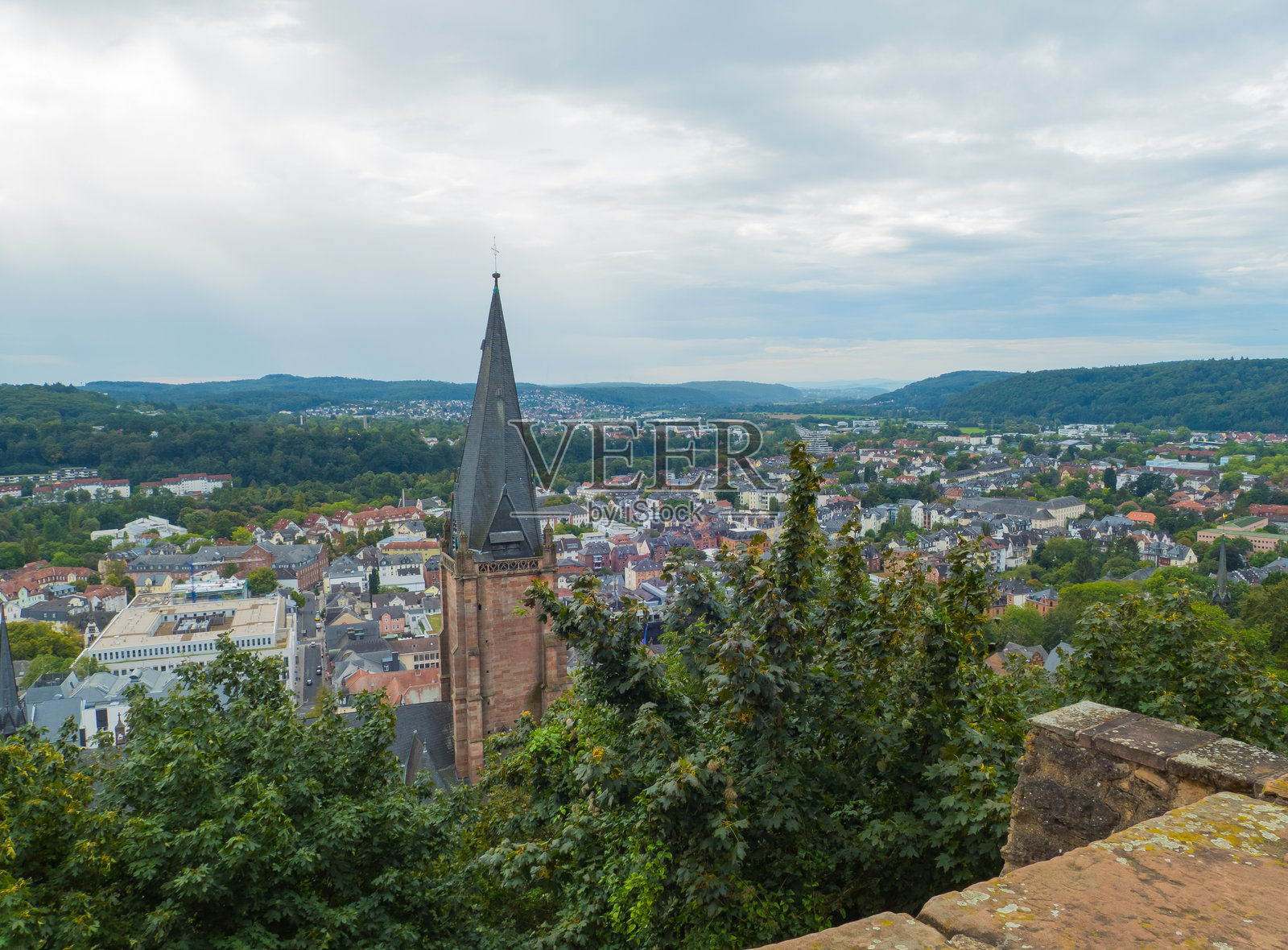德国马尔堡的鸟瞰景观照片摄影图片