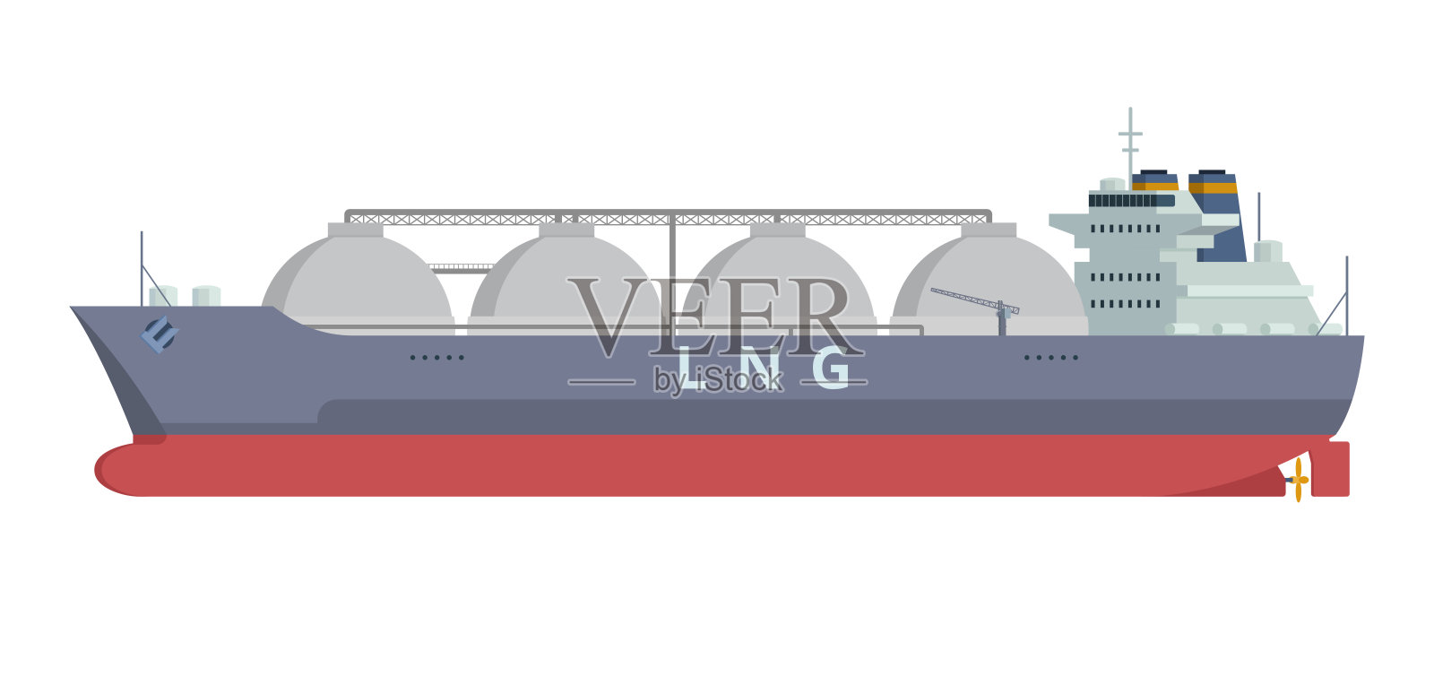 液化天然气运输船矢量插图。完全可编辑元素。易于编辑和自定义。插画图片素材
