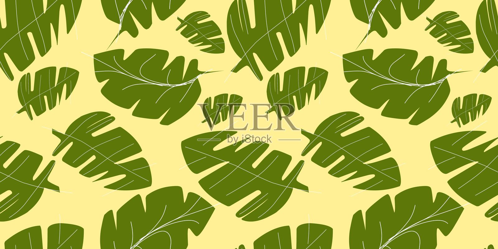 绿色叶子。设计叶子的无缝图案装饰插画图片素材