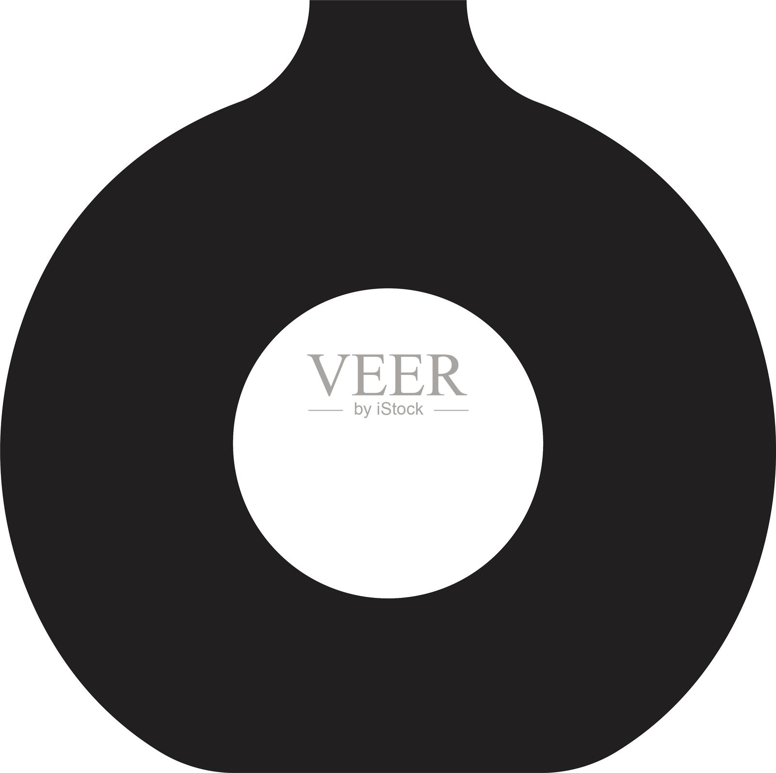 古代陶瓷花瓶图标。现代艺术家居装饰。玻璃罐，陶瓷花瓶黑色轮廓填充风格标志。古董花瓶图标符号矢量图，背景透明。插画图片素材